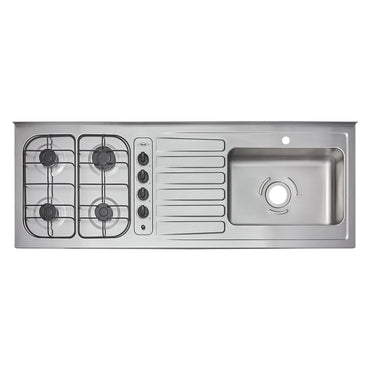Mesón Haceb de 1.50 metros pozuelo derecho de 4 puestos a gas natural Inox - MESON OVATA 1.50 INOX ML 4PD EE GN 1 OR - Logística Haceb