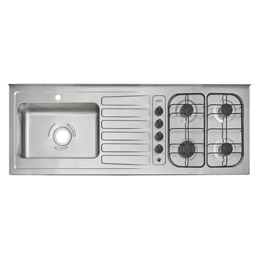 Mesón Haceb de 1.50 metros pozuelo izquierdo de 4 puestos a gas natural Inox - MESON OVATA 1.50 INOX ML 4PI EE GN 1 OR - Logística Haceb