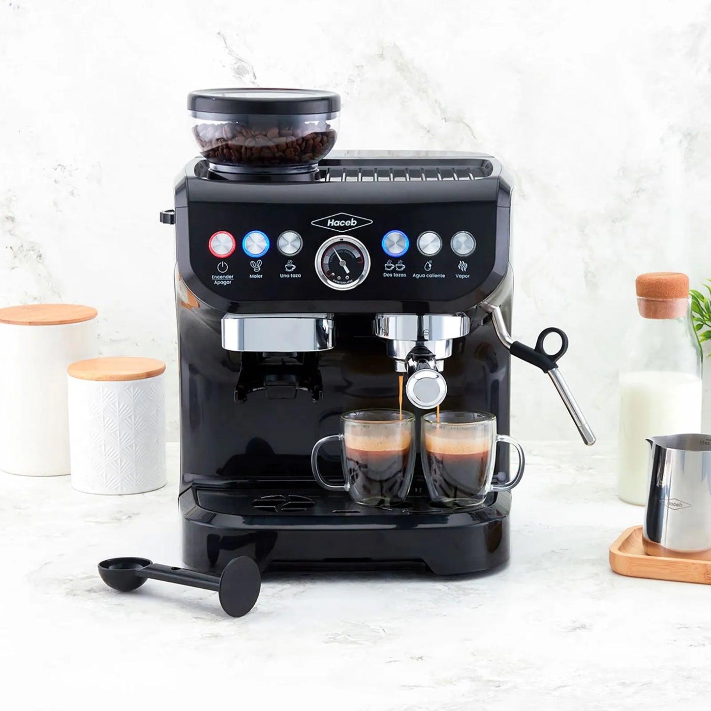 Máquina de café Haceb con molino integrado Negra- Logística Haceb