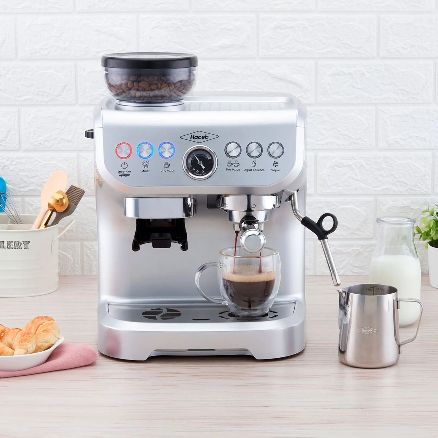 Máquina de café Haceb con molino integrado Inox- Logística Haceb