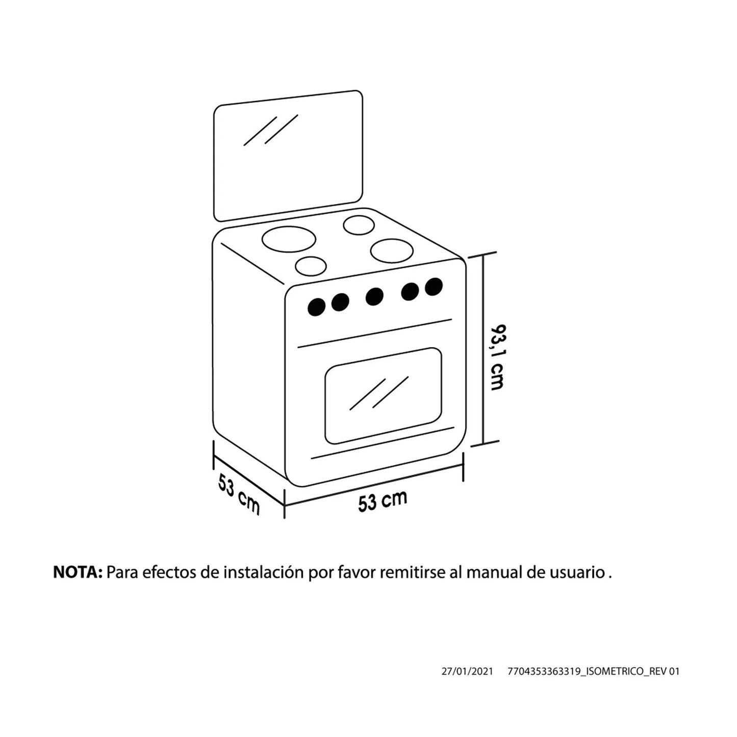 Estufa Romero Haceb de 4 puestos 50 cm a Gas Natural Negra - ESTUFA ROMERO 50-V GN NE - Logística Haceb