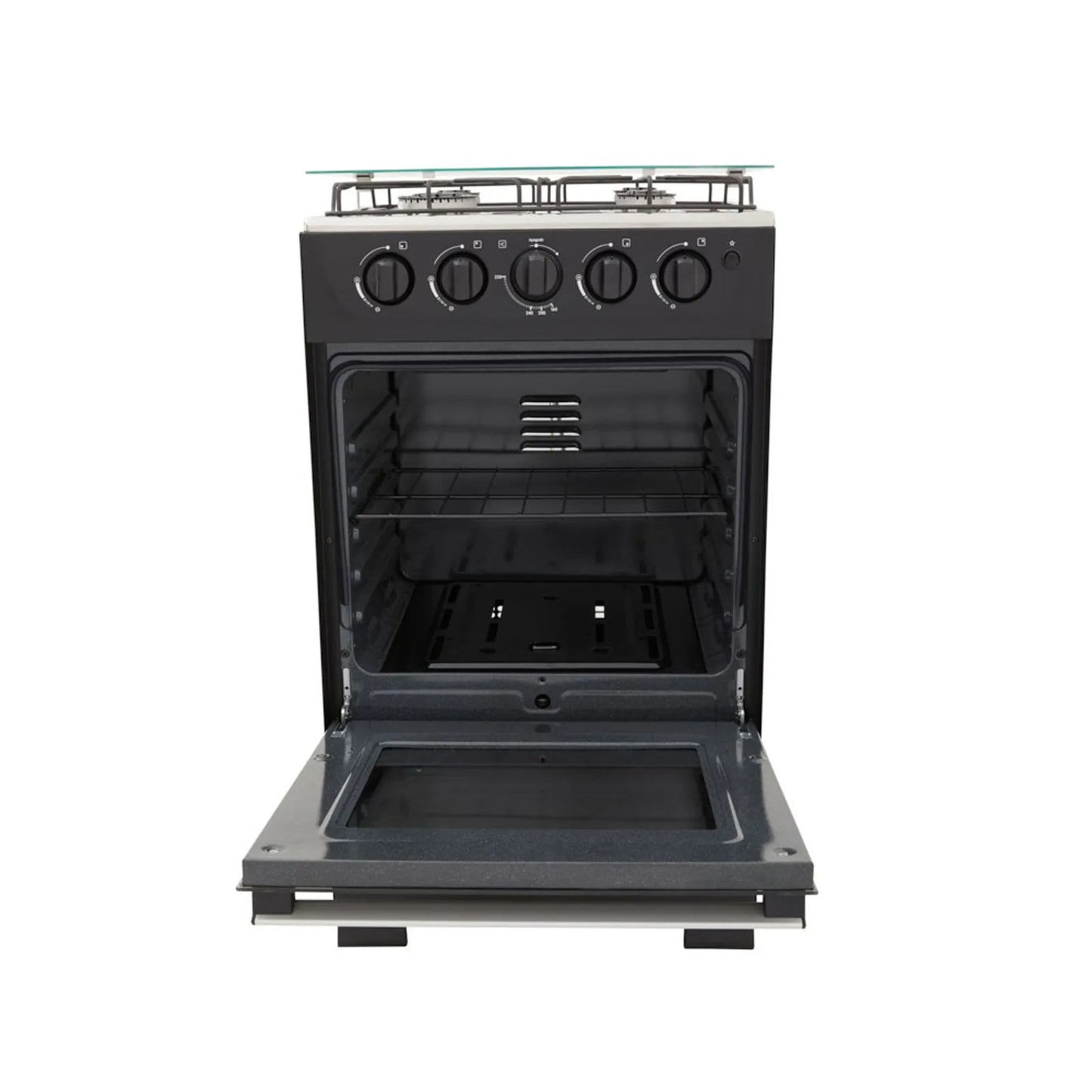 Estufa Romero Vidrio Haceb 50 cms Gas Propano Negra - Logística Haceb