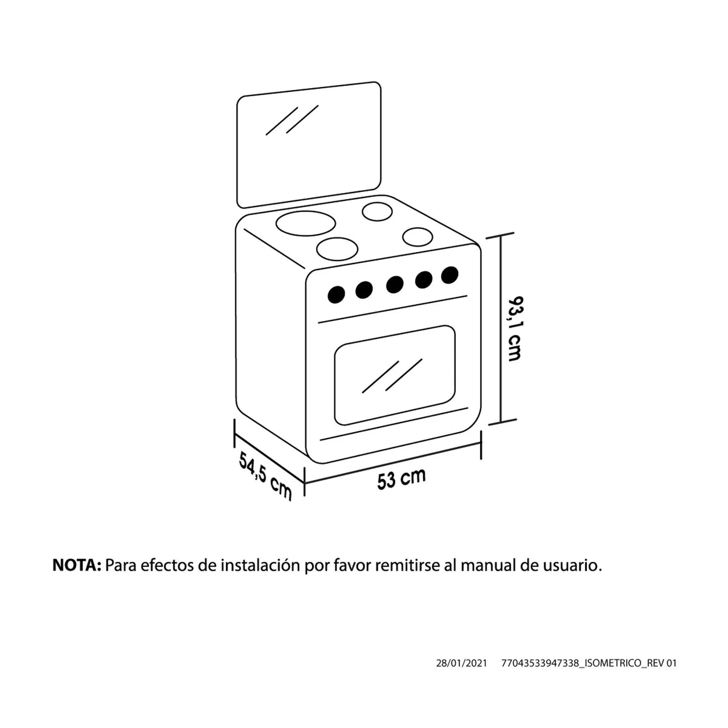 Estufa Romero Haceb de 4 puestos 50 cm a Gas Propano Plata - ESTUFA ROMERO 50-V MIX 3X1 GP PL - Logística Haceb