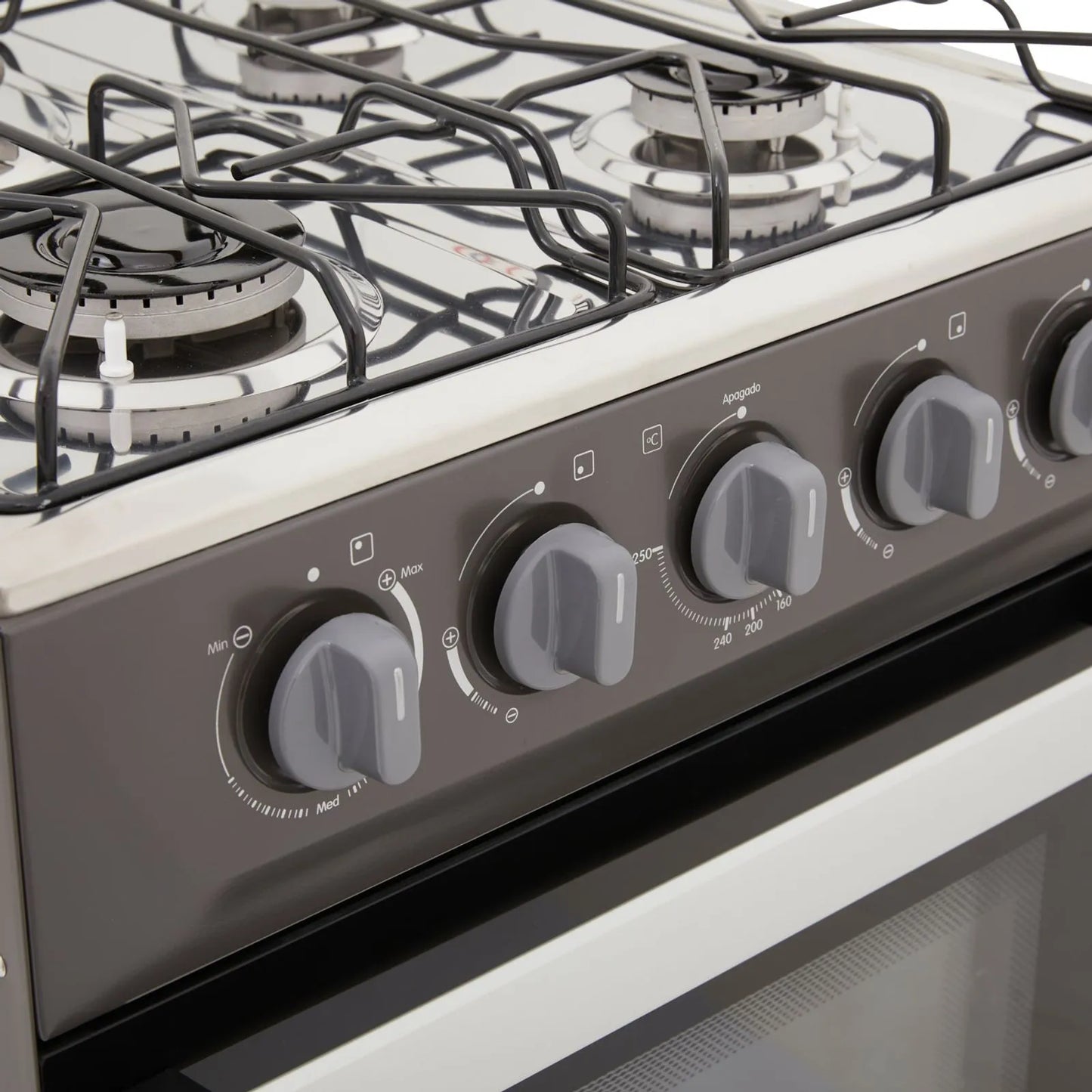 Estufa Romero Haceb de 4 puestos 50 cm a Gas Natural Plata - ESTUFA ROMERO 50-V MIX 3X1 GN PL - Logística Haceb