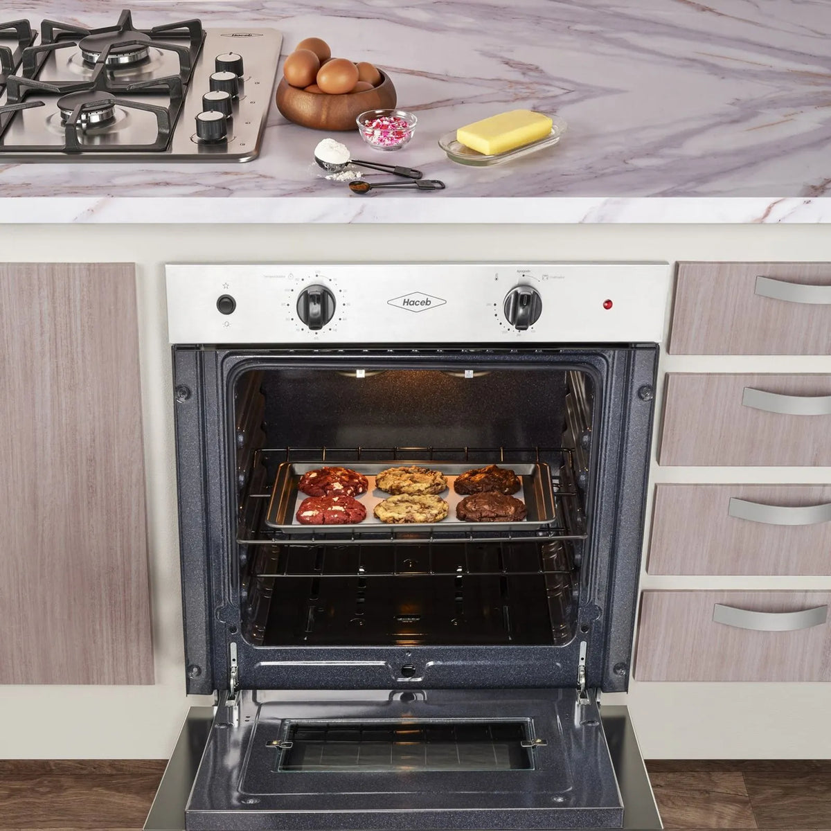 Horno Haceb Mixto 60cm PA Inox Negro Gas Natural 120V - HX60-PA-INOX-NE-GN