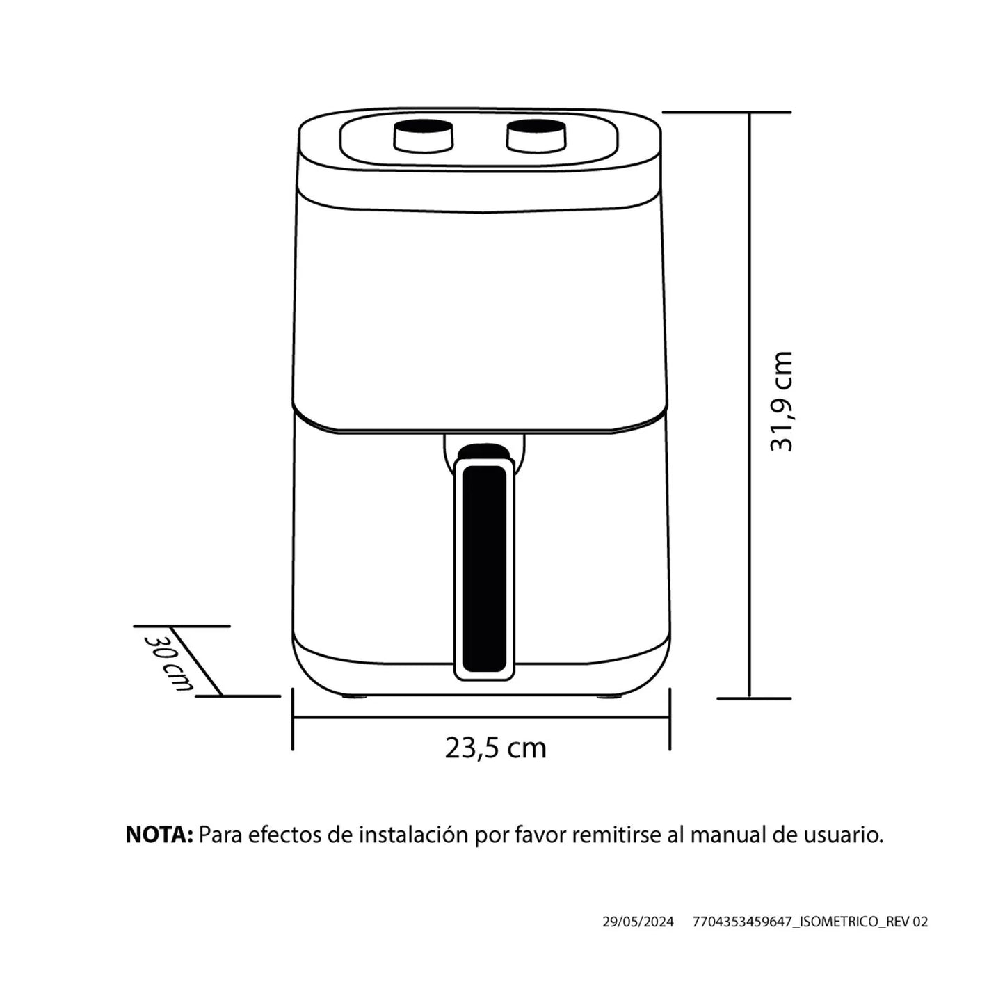 Freidora de aire Haceb 4.2 litros - Negra