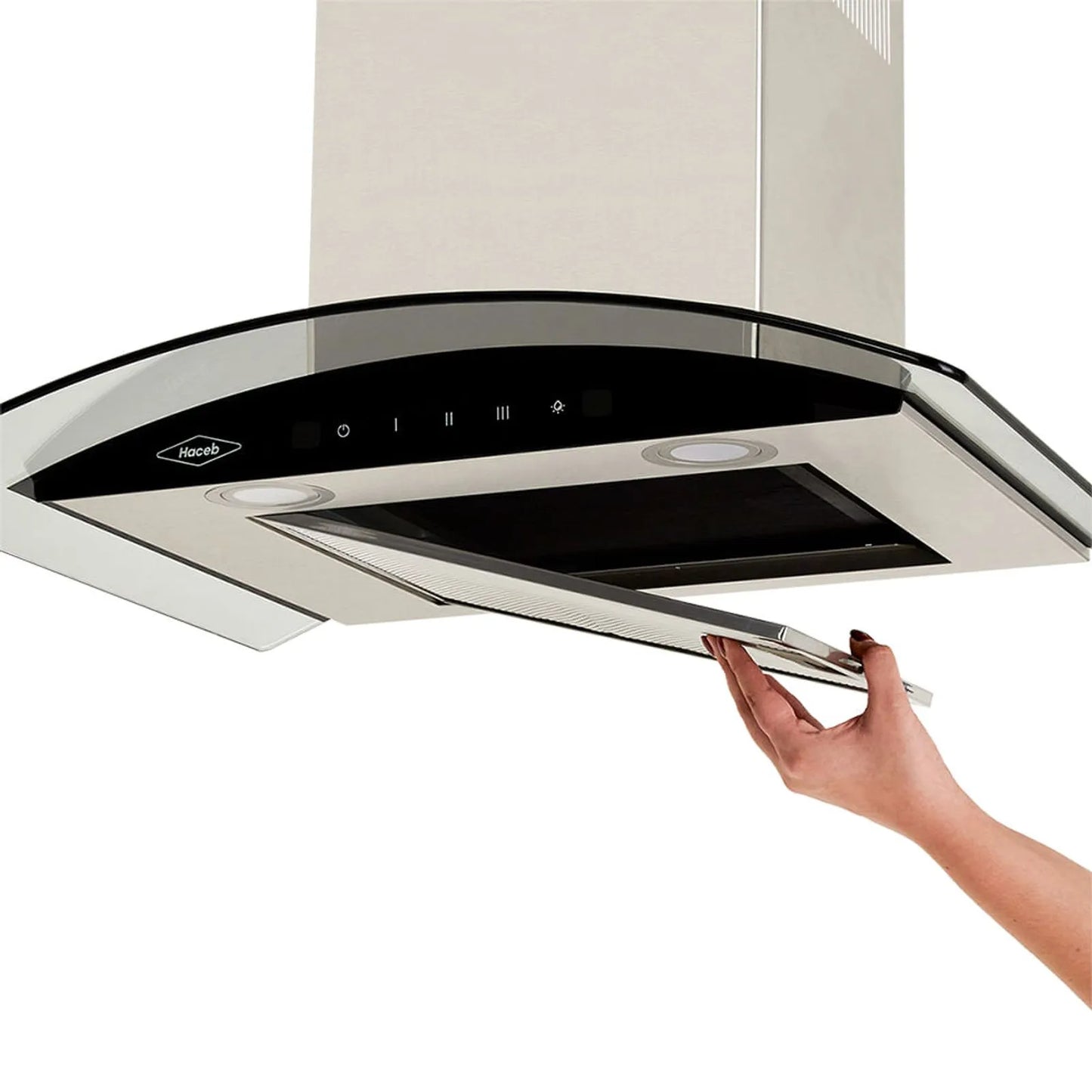 Campana peninsula Haceb vidrio inox-negro 60 Cm 3 velocidades- Logística Haceb