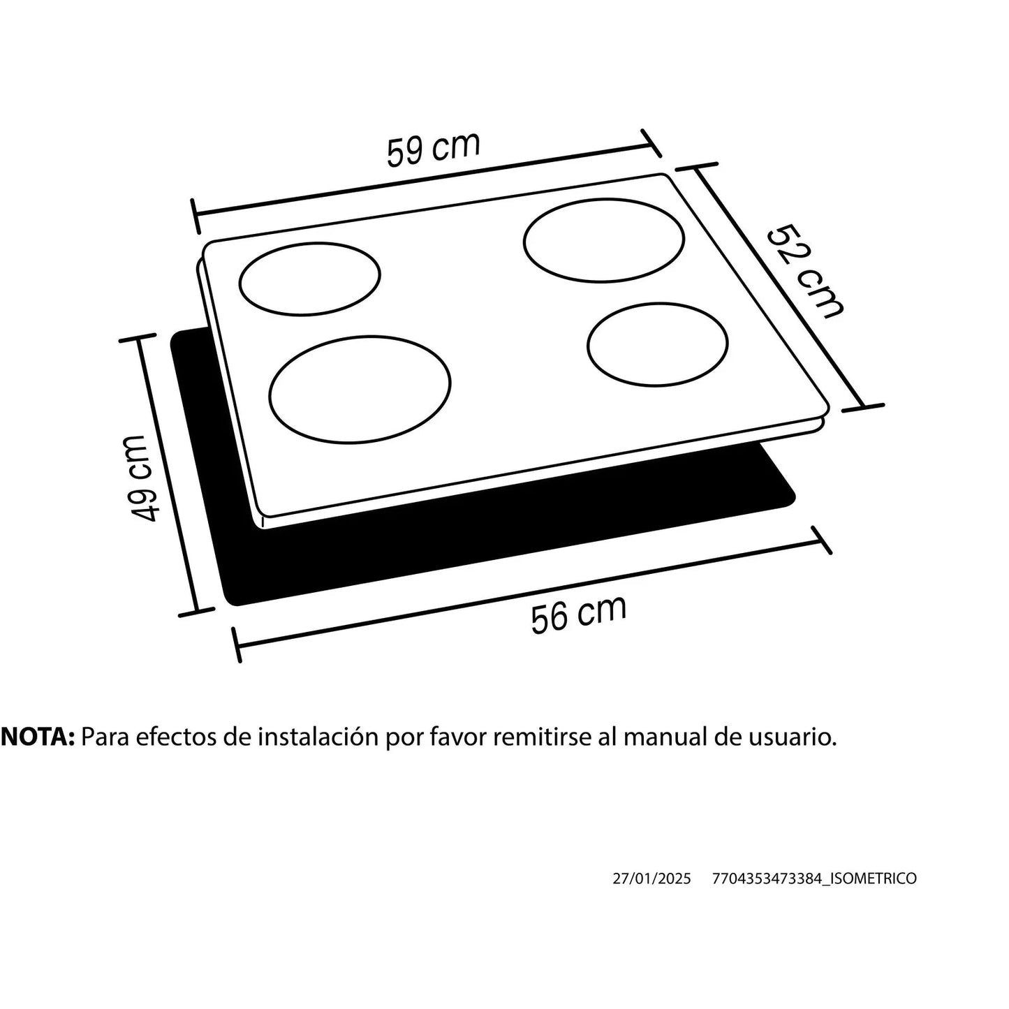 Estufa de empotrar vitrocerámica 60x51cm eléctrica Haceb - CUB VITRO 60 220V- Logística Haceb