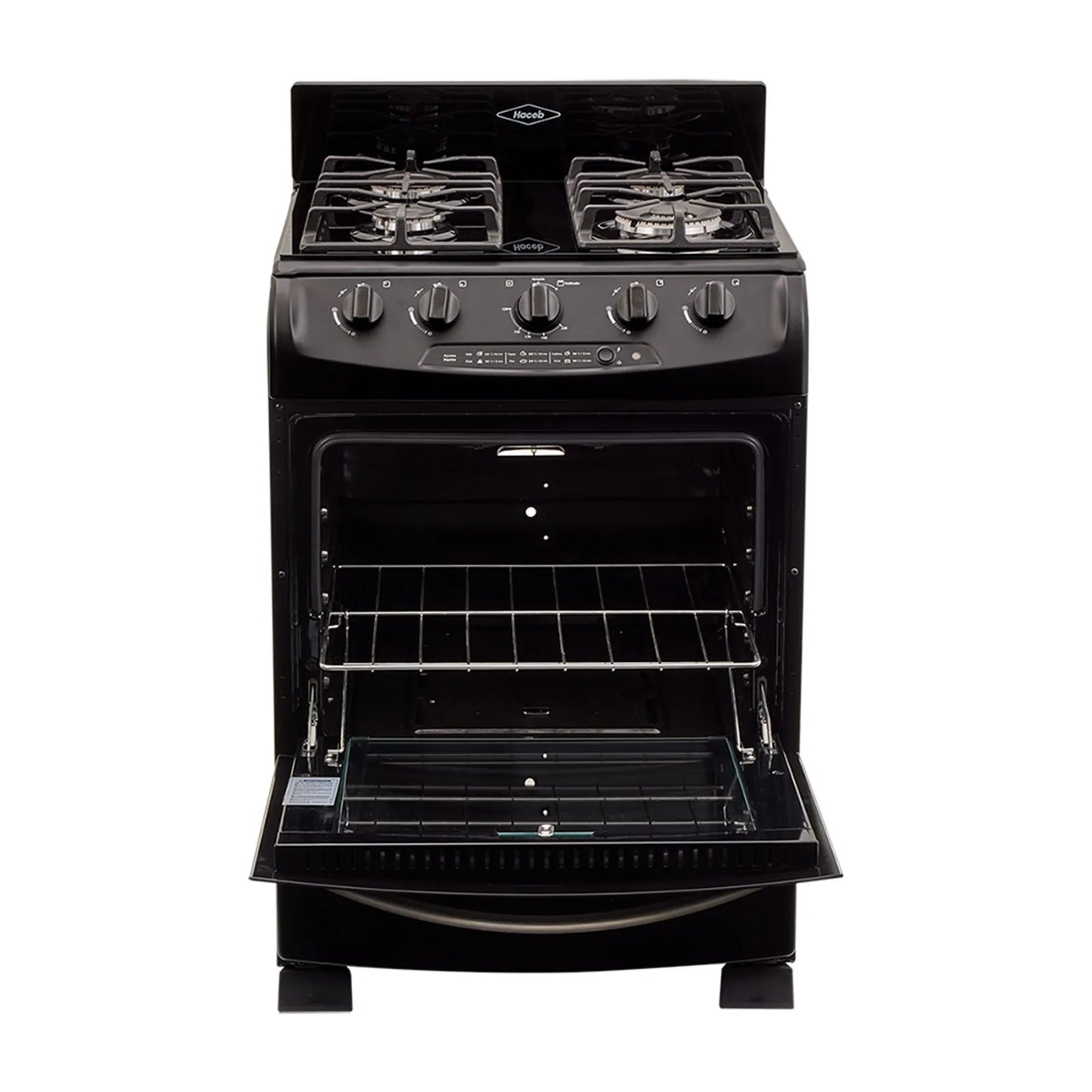 Estufa de piso en cristal Haceb de 60 cm gas natural negro - EST CRISTAL 60-T GN NE- Logística Haceb