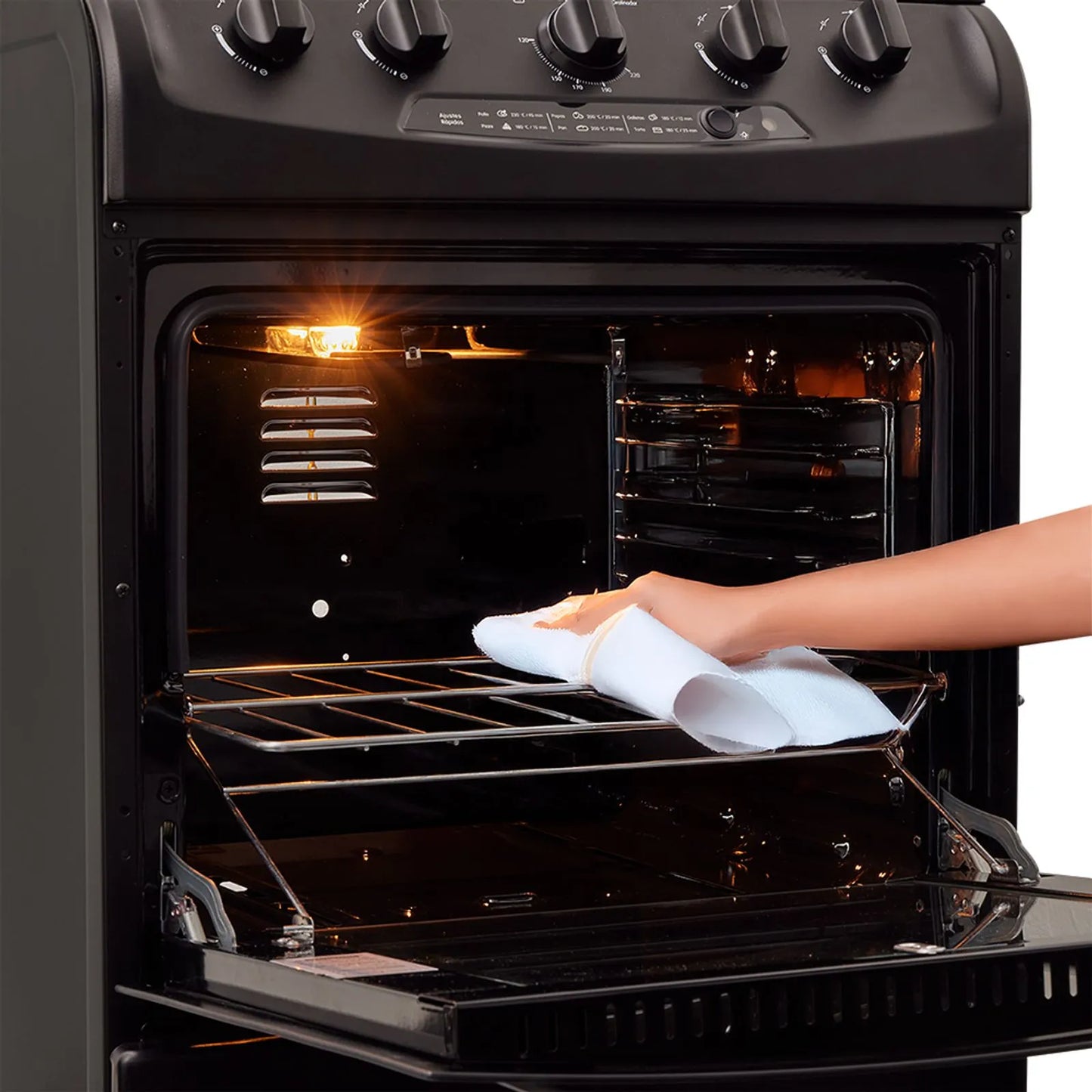 Estufa de piso en cristal Haceb de 60 cm gas natural negro - EST CRISTAL 60-T GN NE- Logística Haceb