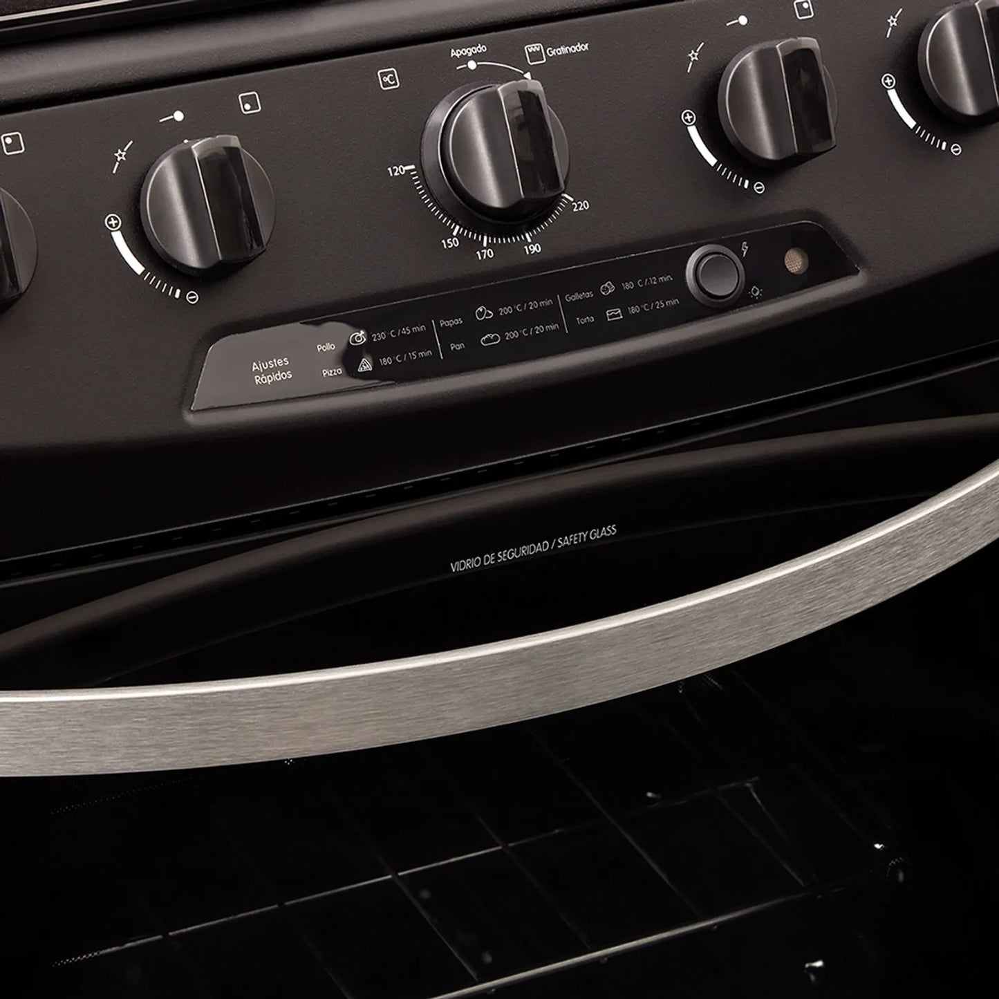 Estufa de piso en cristal Haceb de 60 cm gas natural negro - EST CRISTAL 60-T GN NE- Logística Haceb