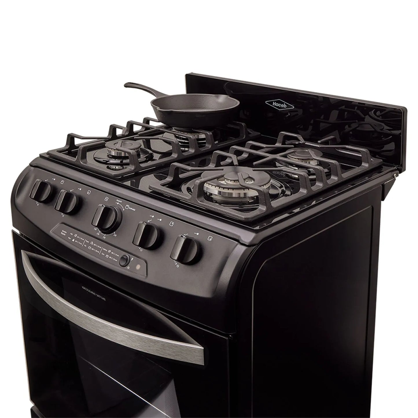 Estufa de piso en cristal Haceb de 60 cm gas natural negro - EST CRISTAL 60-T GN NE- Logística Haceb