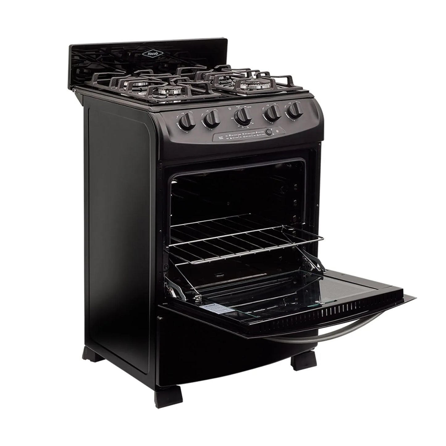 Estufa de piso en cristal Haceb de 60 cm gas natural negro - EST CRISTAL 60-T GN NE- Logística Haceb