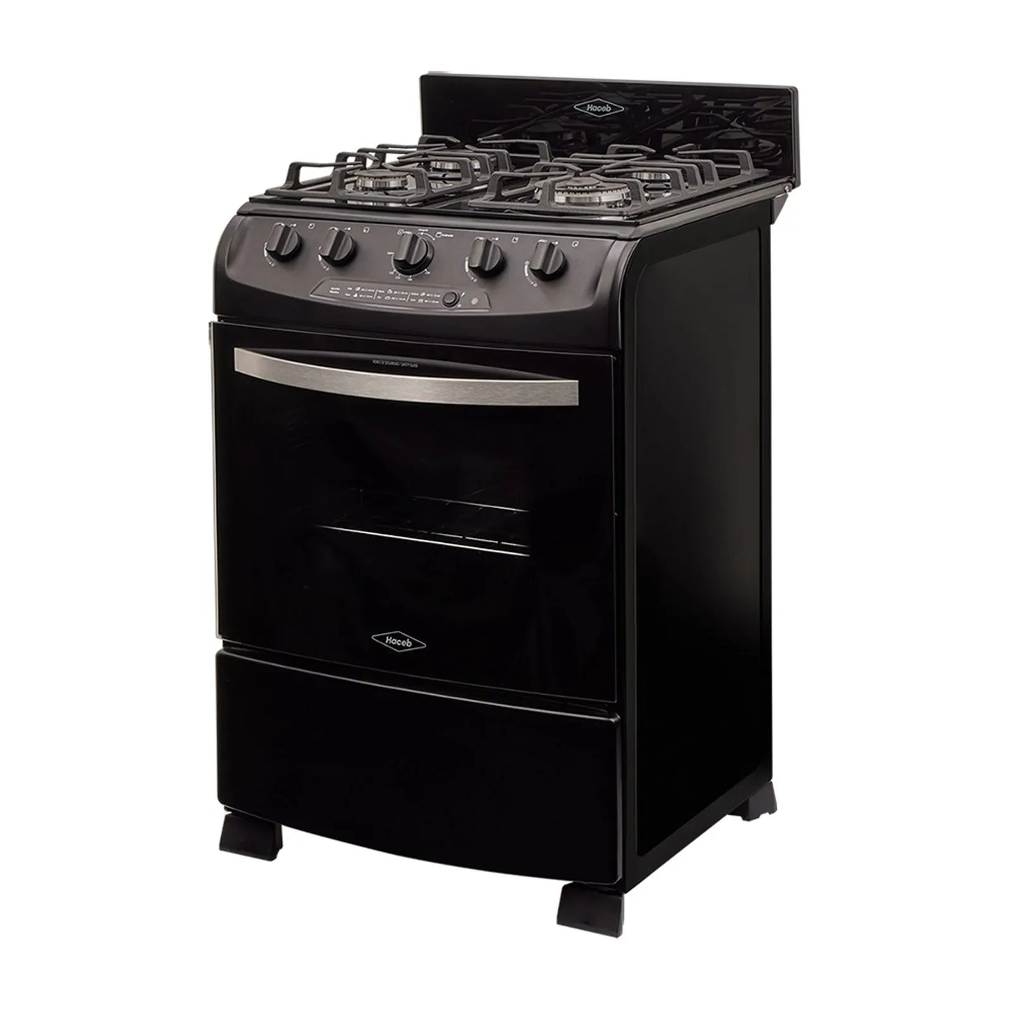 Estufa de piso en cristal Haceb de 60 cm gas natural negro - EST CRISTAL 60-T GN NE- Logística Haceb