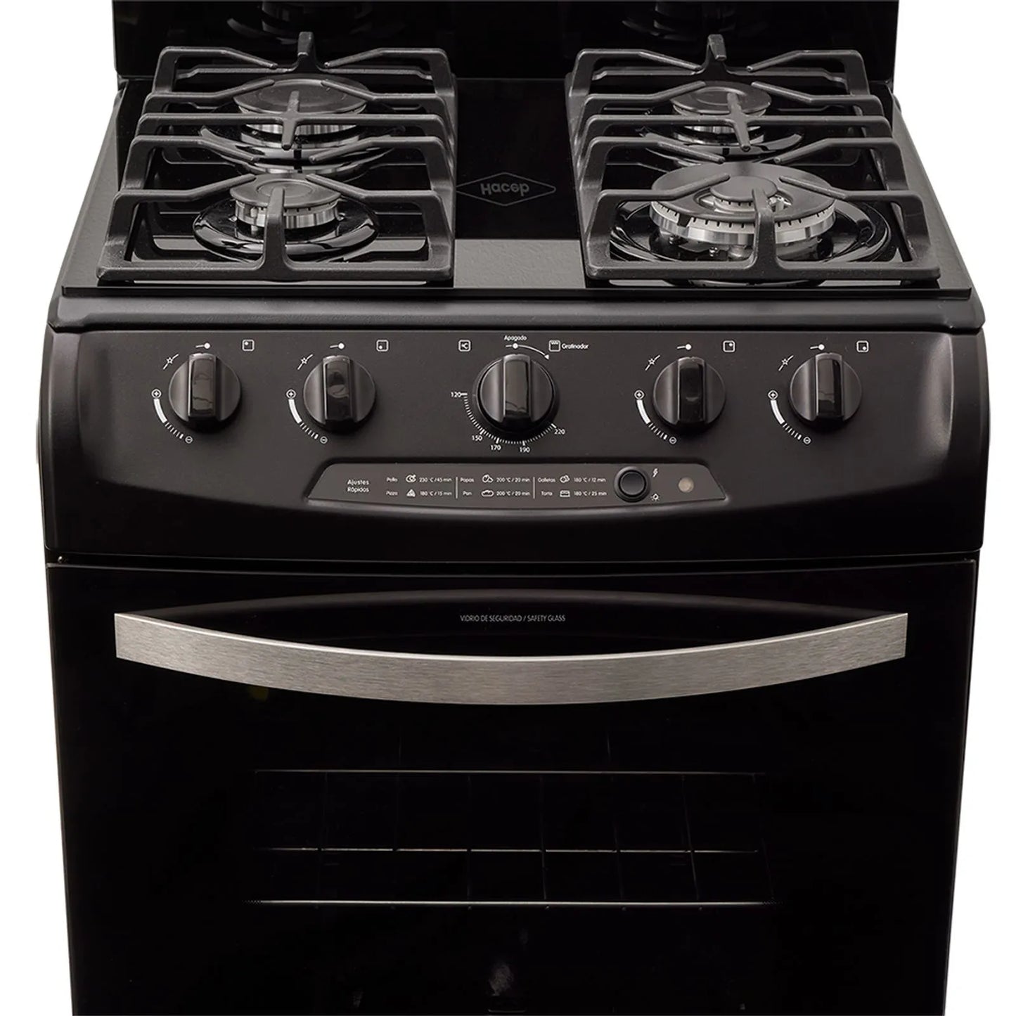 Estufa de piso en cristal Haceb de 60 cm gas natural negro - EST CRISTAL 60-T GN NE- Logística Haceb