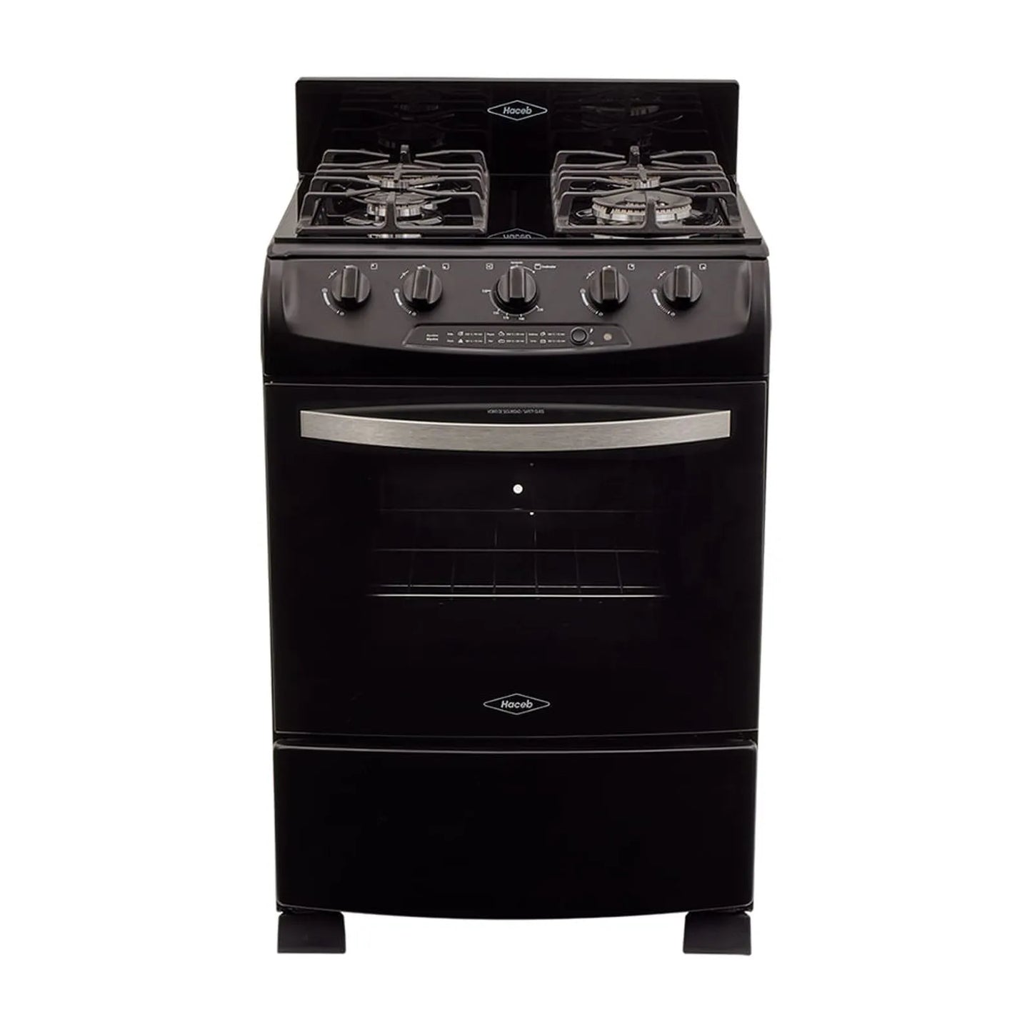 Estufa de piso en cristal Haceb de 60 cm gas propano negro - EST CRISTAL 60-T GP NE- Logística Haceb