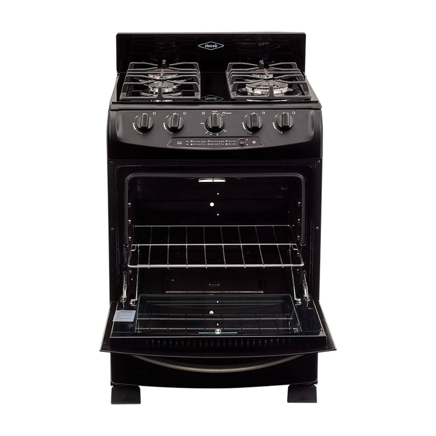 Estufa de piso en cristal Haceb de 60 cm gas propano negro - EST CRISTAL 60-T GP NE- Logística Haceb