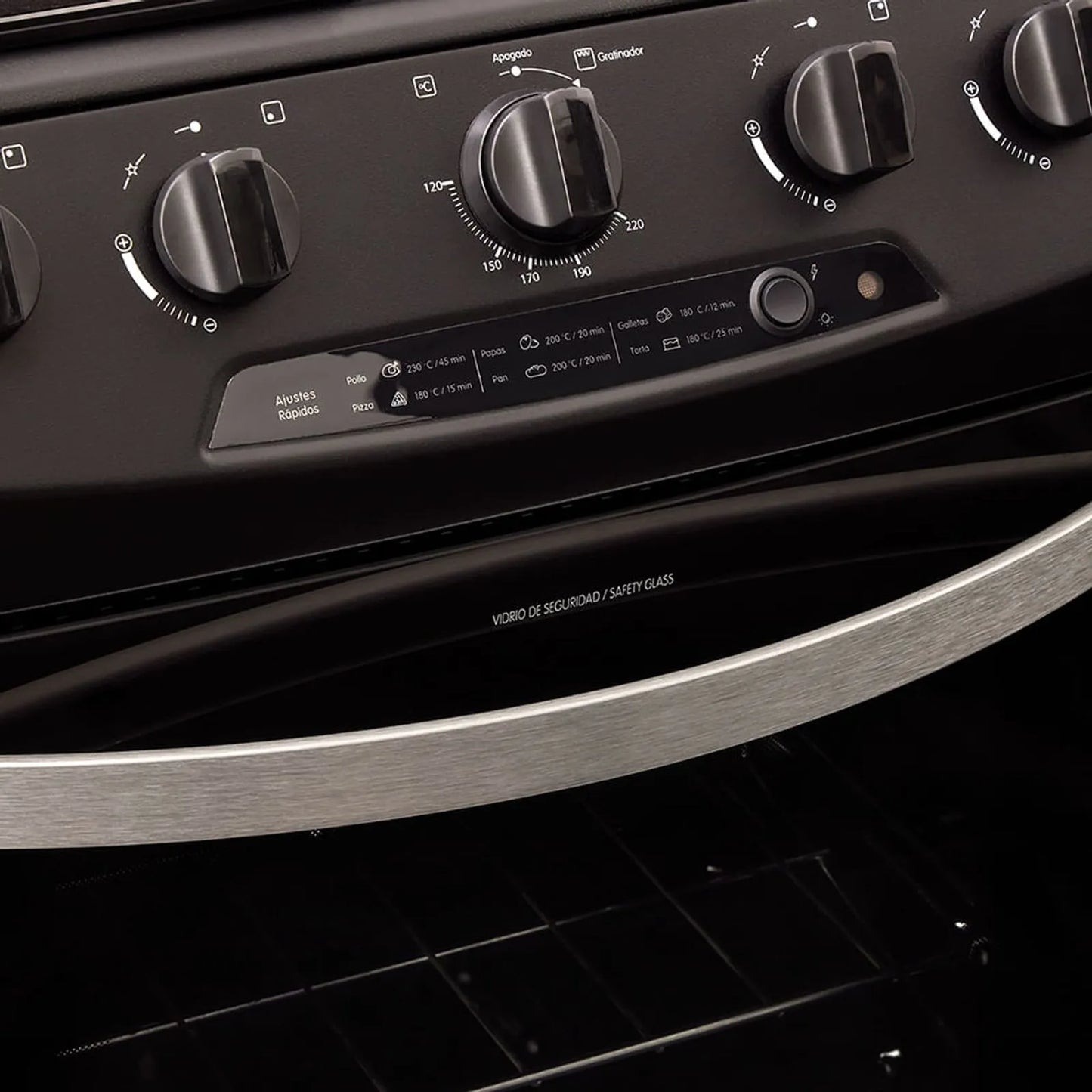 Estufa de piso en cristal Haceb de 60 cm gas propano negro - EST CRISTAL 60-T GP NE- Logística Haceb