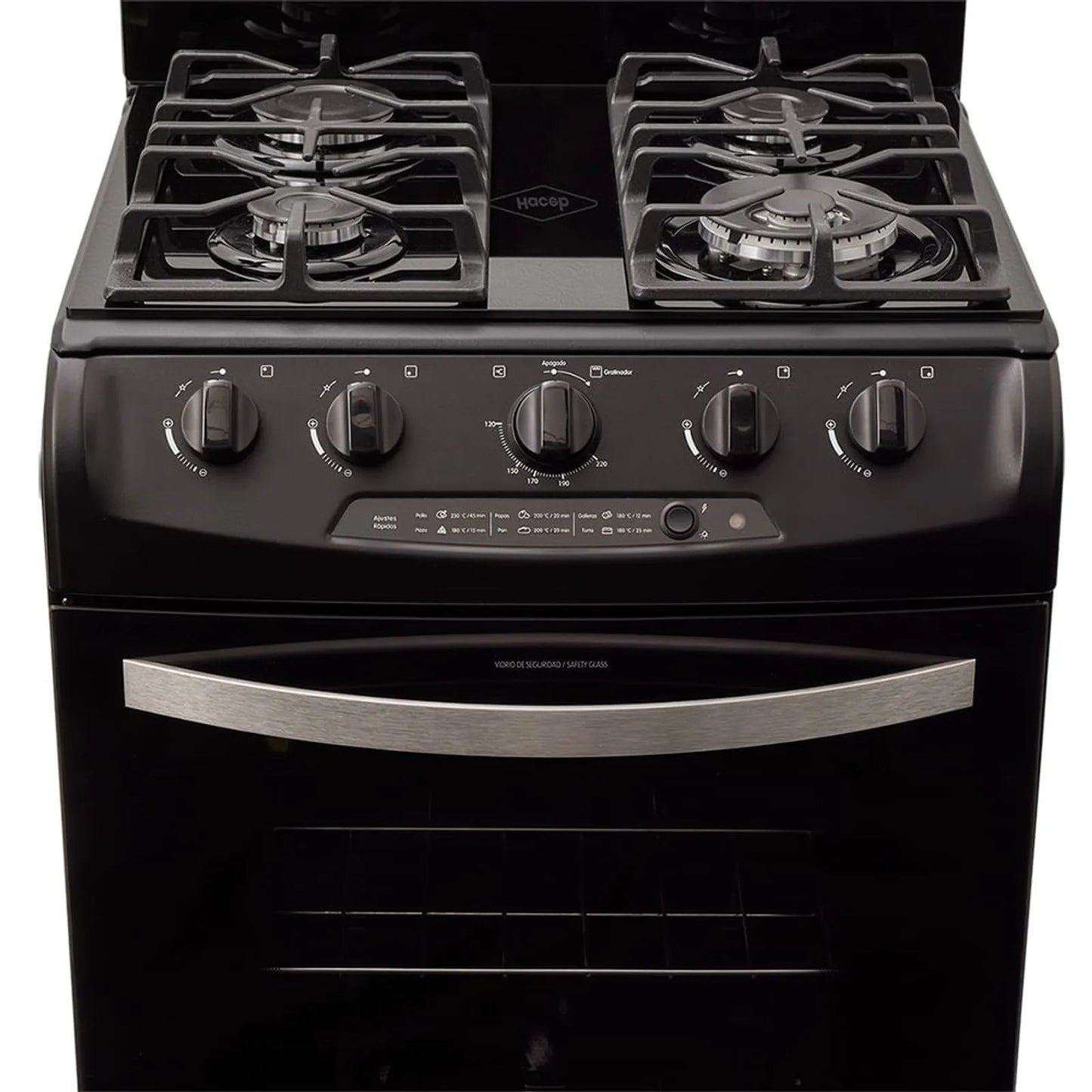 Estufa de piso en cristal Haceb de 60 cm gas propano negro - EST CRISTAL 60-T GP NE- Logística Haceb