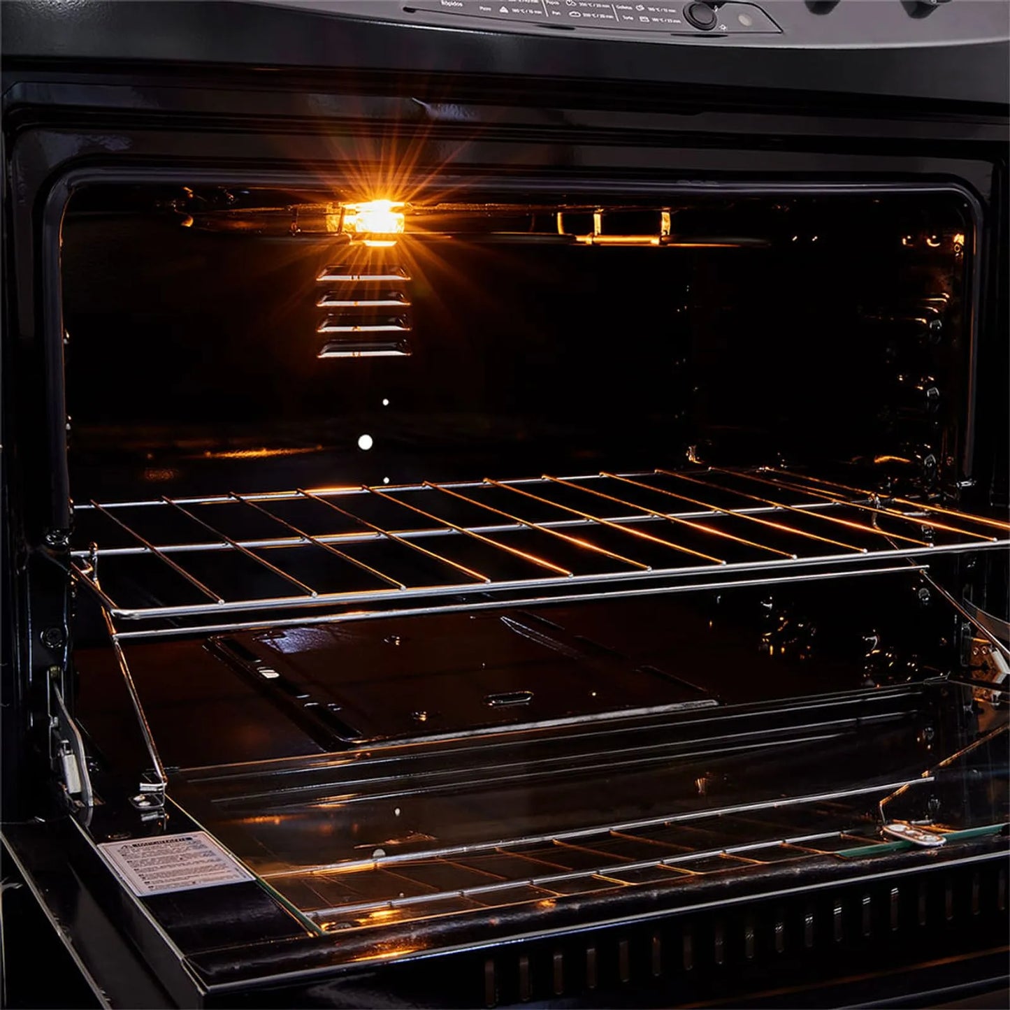 Estufa de piso en cristal Haceb de 60 cm gas propano negro - EST CRISTAL 60-T GP NE- Logística Haceb