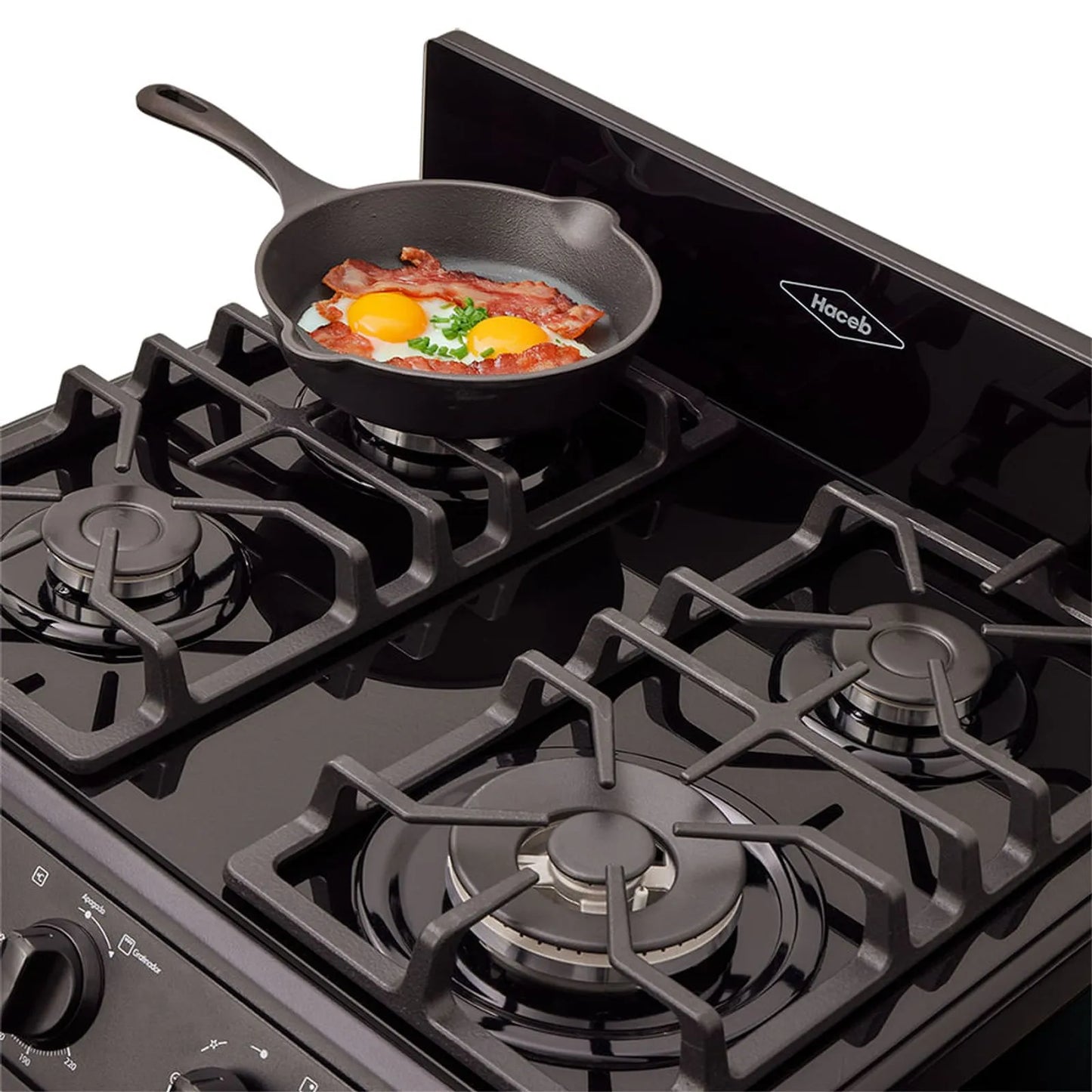 Estufa de piso en cristal Haceb de 60 cm gas propano negro - EST CRISTAL 60-T GP NE- Logística Haceb