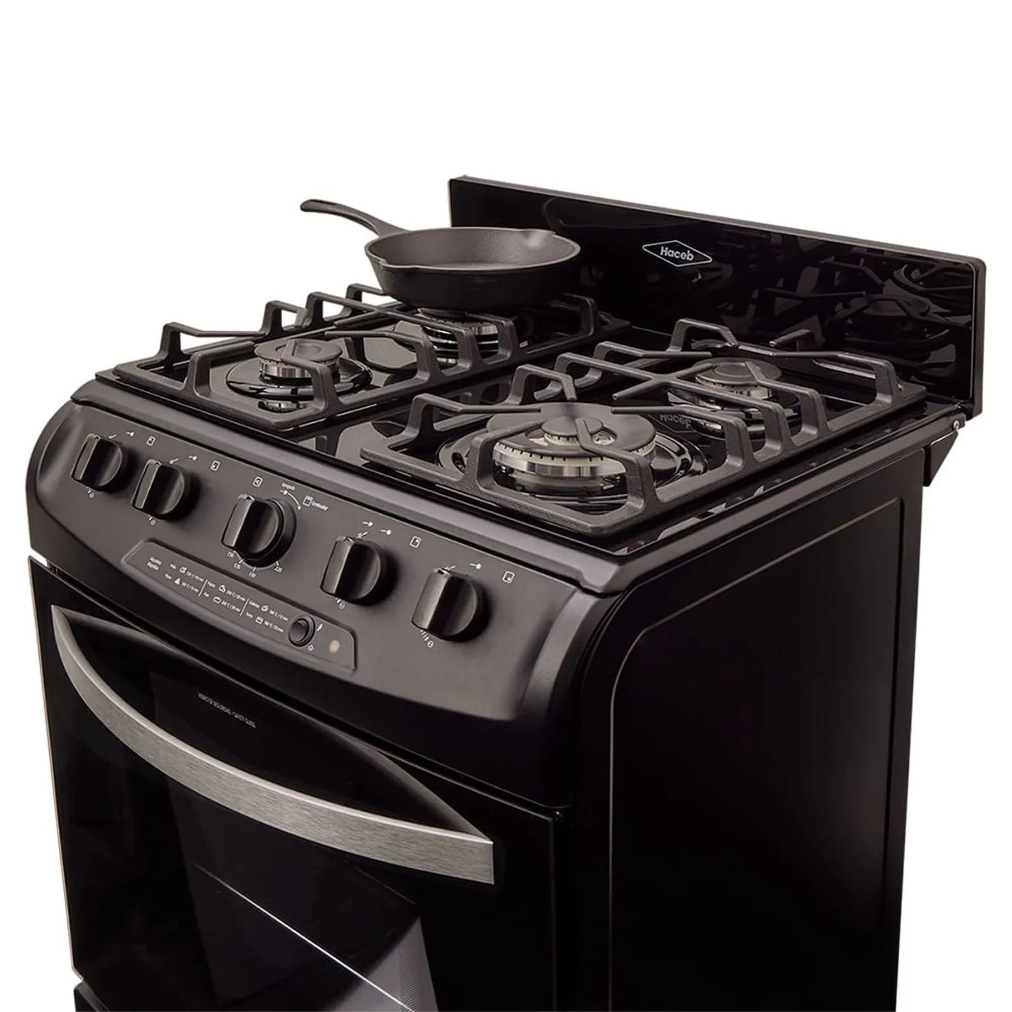 Estufa de piso en cristal Haceb de 60 cm gas propano negro - EST CRISTAL 60-T GP NE- Logística Haceb