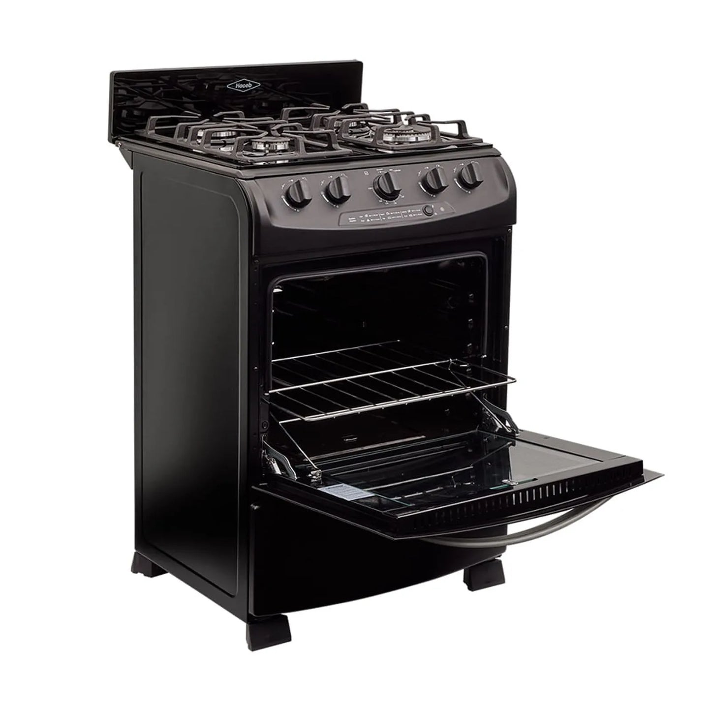 Estufa de piso en cristal Haceb de 60 cm gas propano negro - EST CRISTAL 60-T GP NE- Logística Haceb