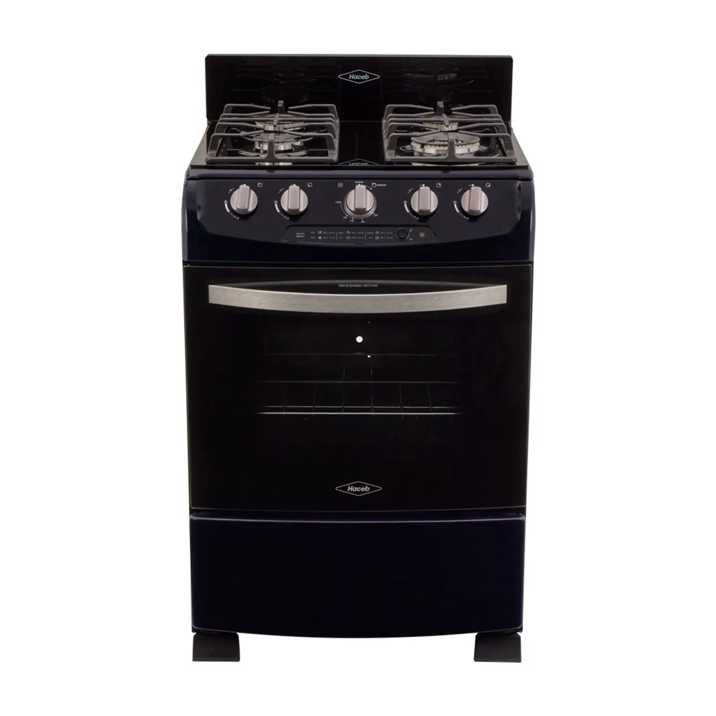 Estufa de piso en cristal Haceb de 60 cm gas natural Azul - EST CRISTAL 60-T GN AZ- Logística Haceb