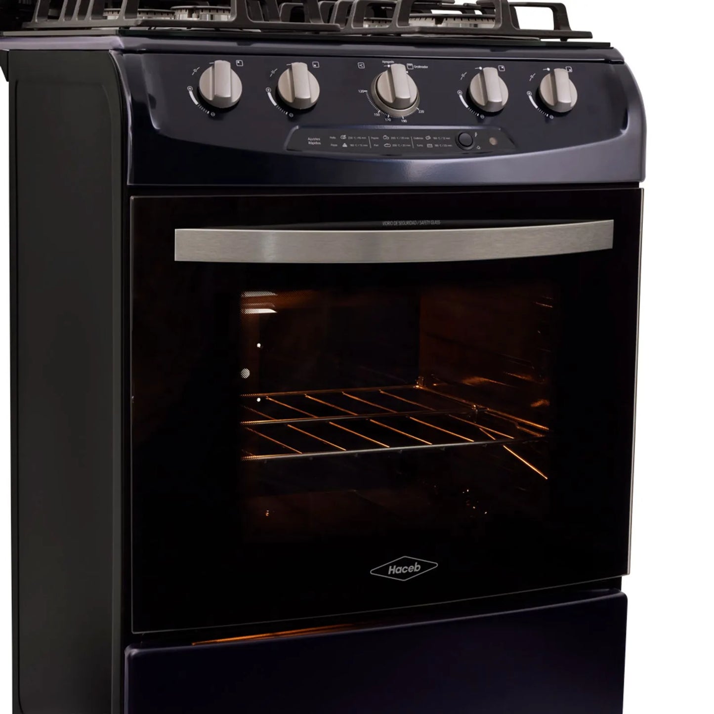 Estufa de piso en cristal Haceb de 60 cm gas natural Azul - EST CRISTAL 60-T GN AZ- Logística Haceb