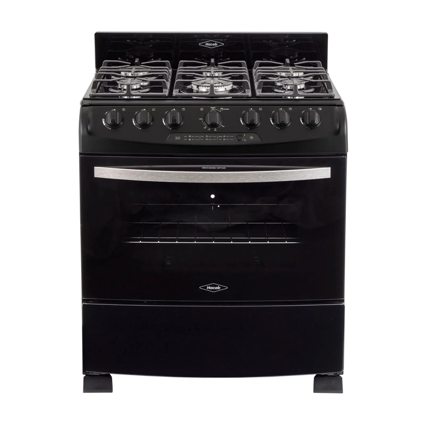 Estufa de piso en cristal Haceb de 76 cm gas natural negro - EST CRISTAL 76-T GN NE- Logística Haceb