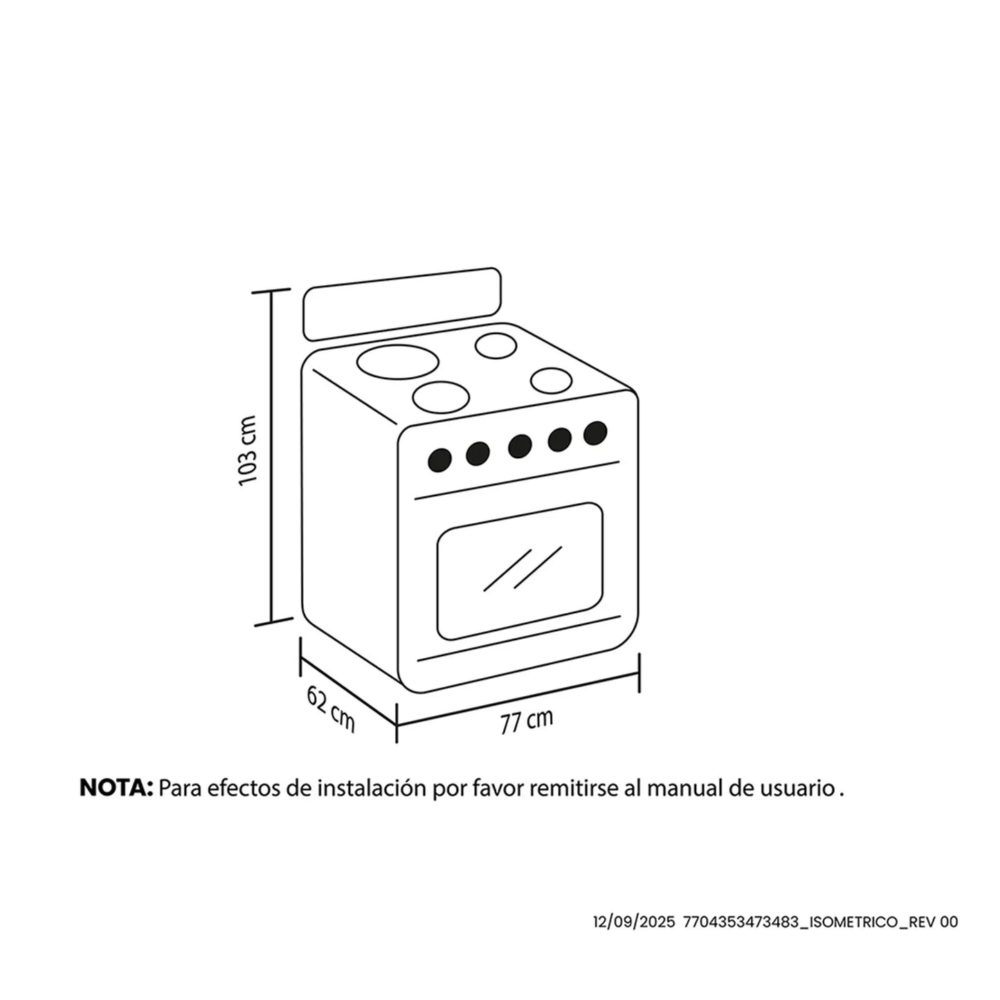 Estufa de piso en cristal Haceb de 76 cm gas natural negro - EST CRISTAL 76-T GN NE- Logística Haceb