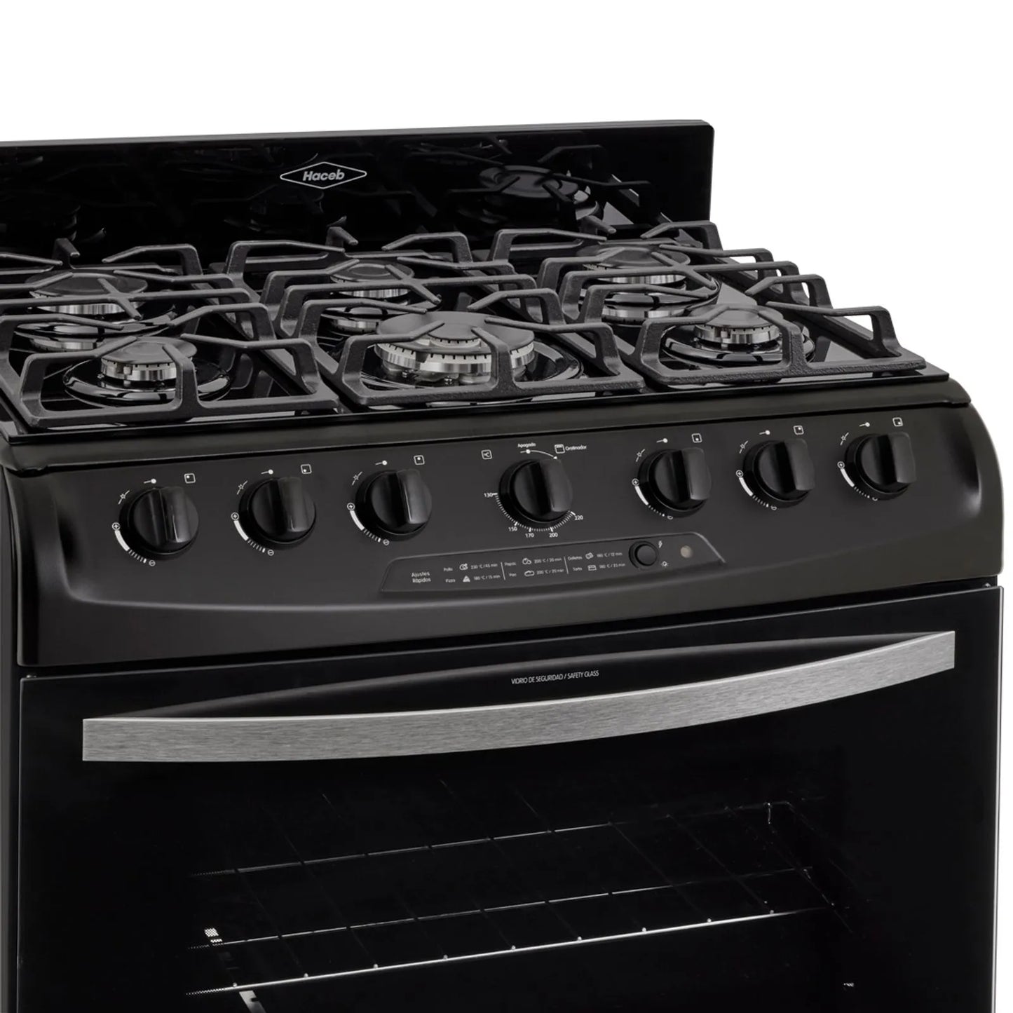 Estufa de piso en cristal Haceb de 76 cm gas natural negro - EST CRISTAL 76-T GN NE- Logística Haceb