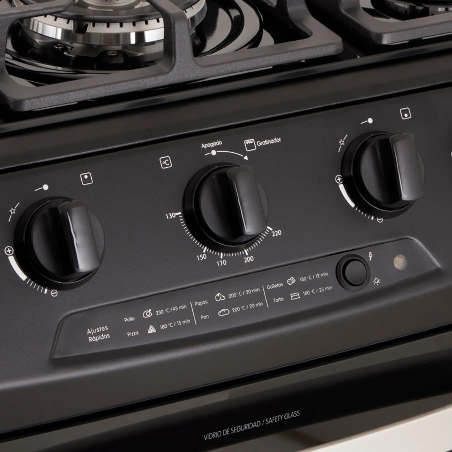 Estufa de piso en cristal Haceb de 76 cm gas natural negro - EST CRISTAL 76-T GN NE- Logística Haceb