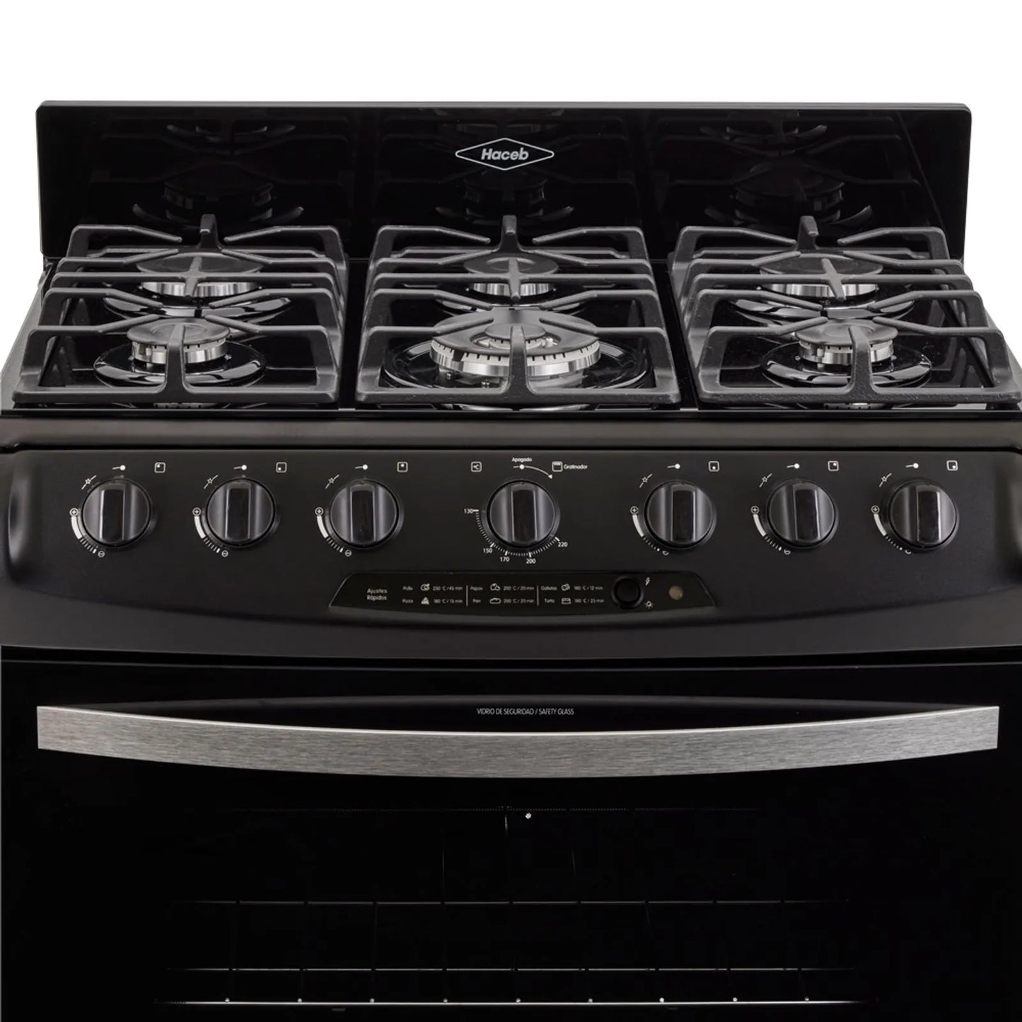 Estufa de piso en cristal Haceb de 76 cm gas natural negro - EST CRISTAL 76-T GN NE- Logística Haceb