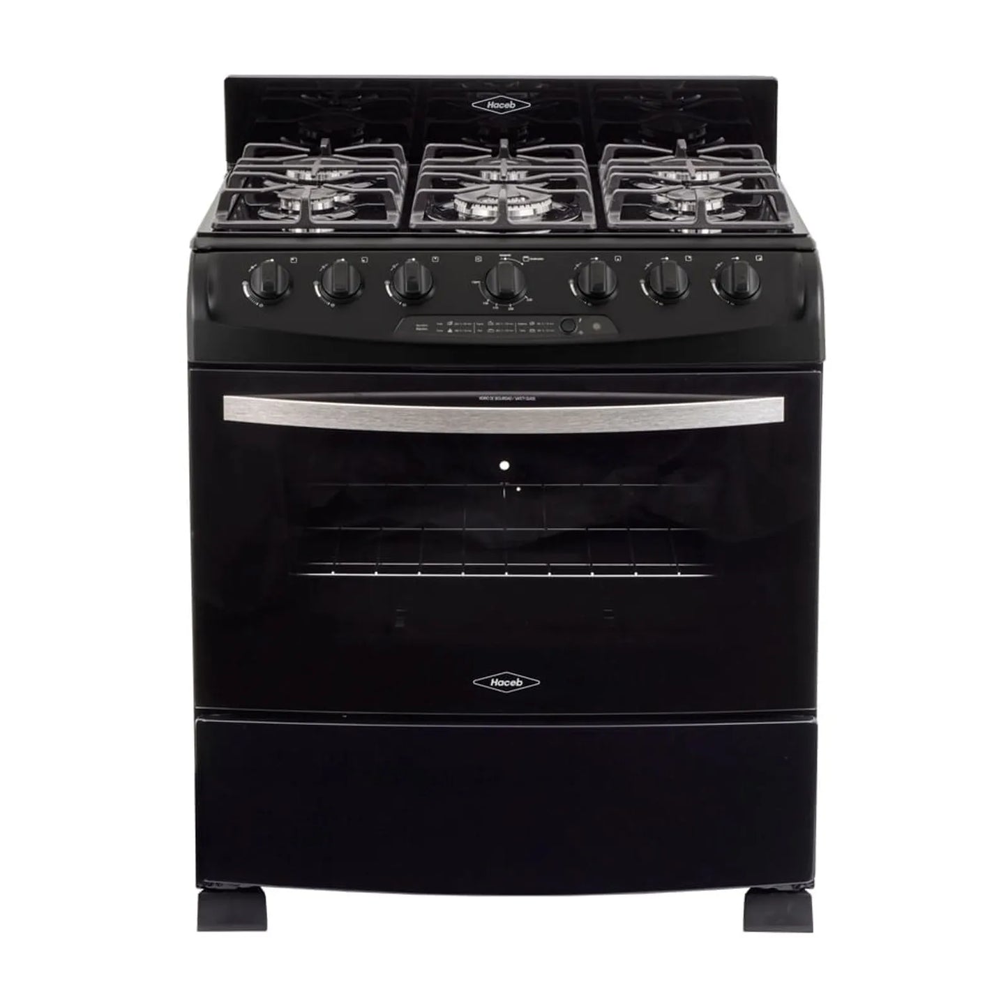 Estufa de piso en cristal Haceb de 76 cm gas propano negro- Logística Haceb