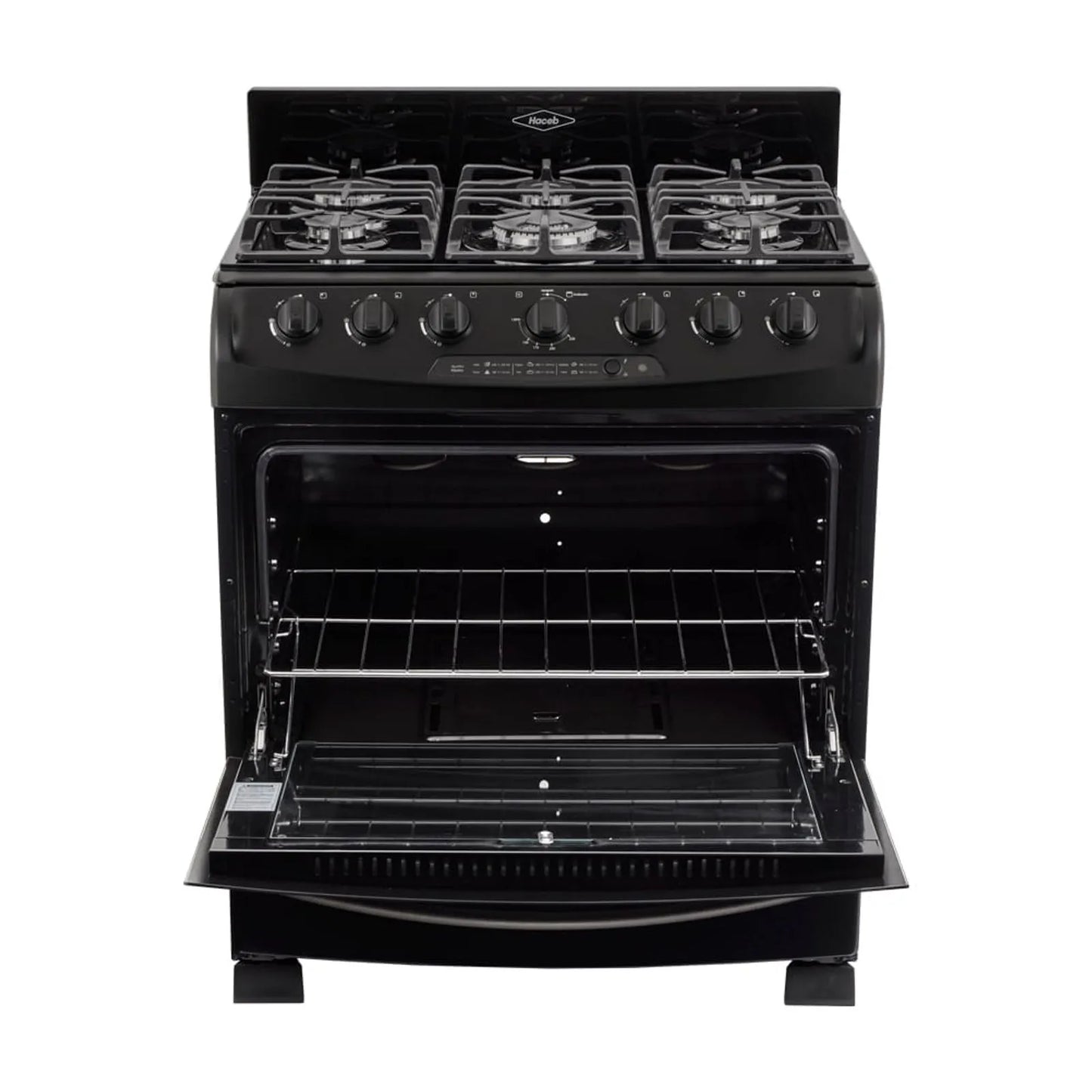 Estufa de piso en cristal Haceb de 76 cm gas propano negro- Logística Haceb