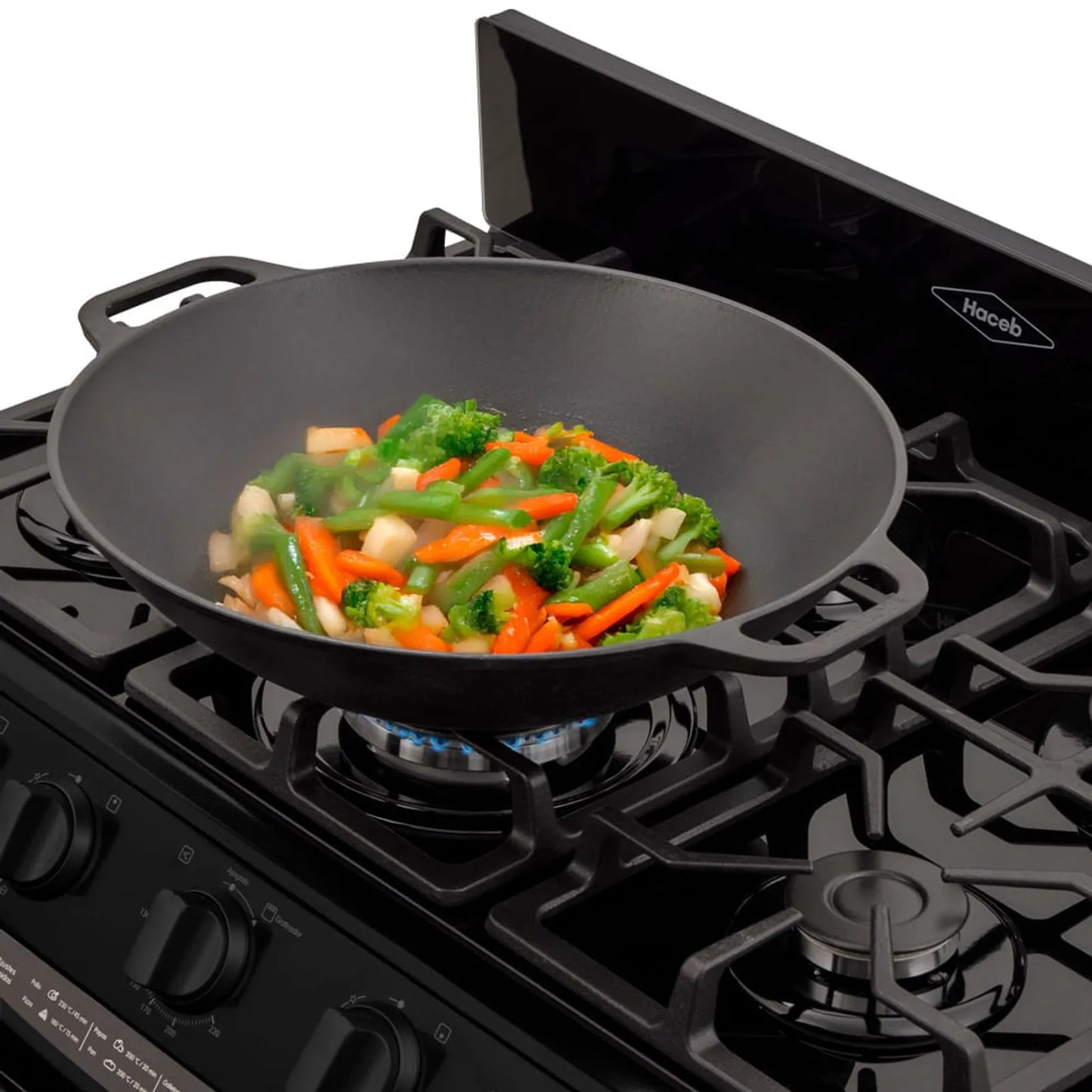 Estufa de piso en cristal Haceb de 76 cm gas propano negro- Logística Haceb