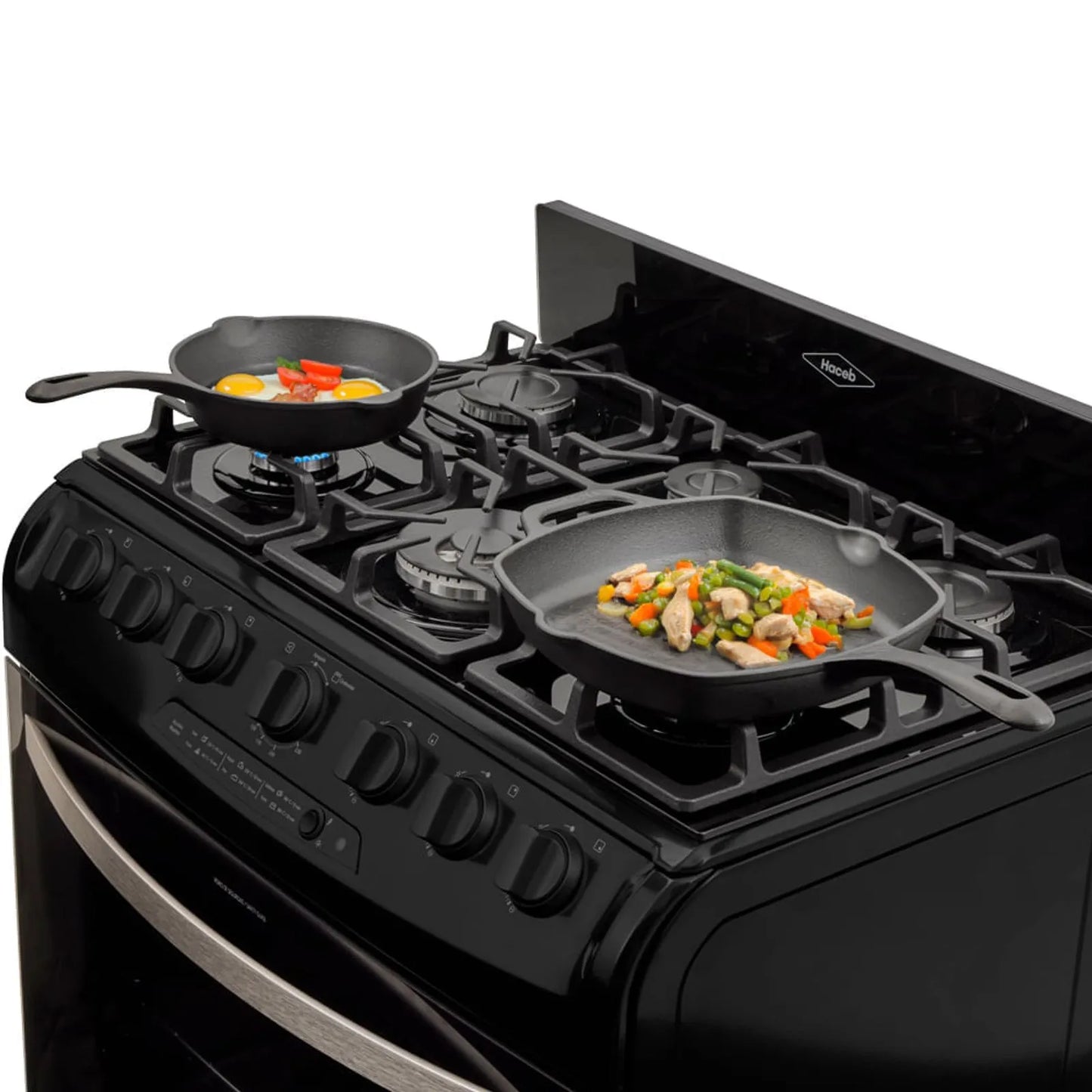 Estufa de piso en cristal Haceb de 76 cm gas propano negro- Logística Haceb