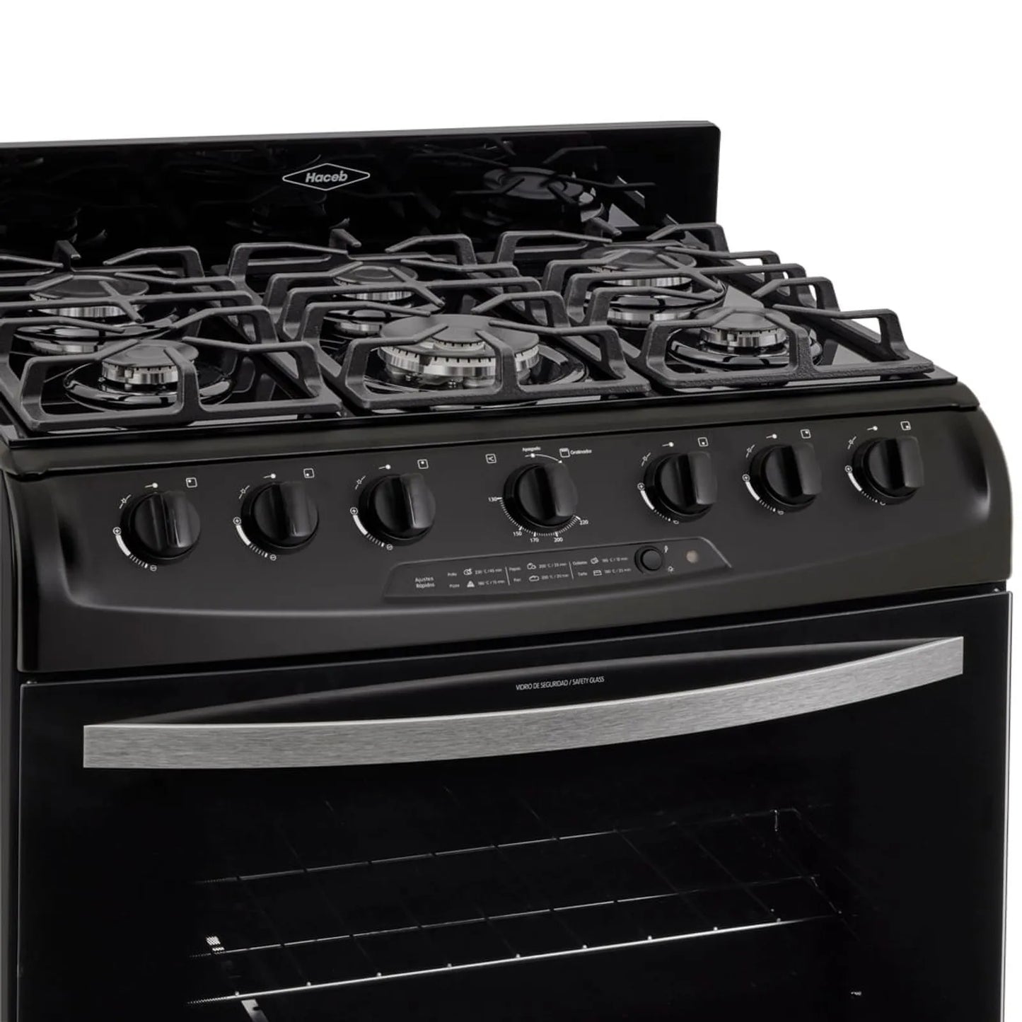 Estufa de piso en cristal Haceb de 76 cm gas propano negro- Logística Haceb