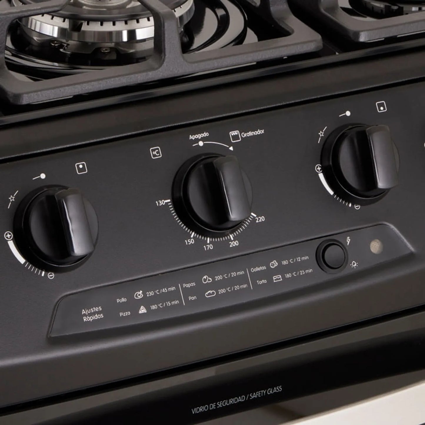 Estufa de piso en cristal Haceb de 76 cm gas propano negro- Logística Haceb