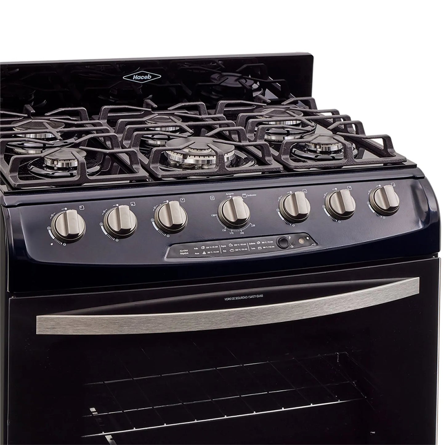 Estufa de piso en cristal Haceb de 76 cm gas natural azul - EST CRISTAL 76-T GN AZ- Logística Haceb