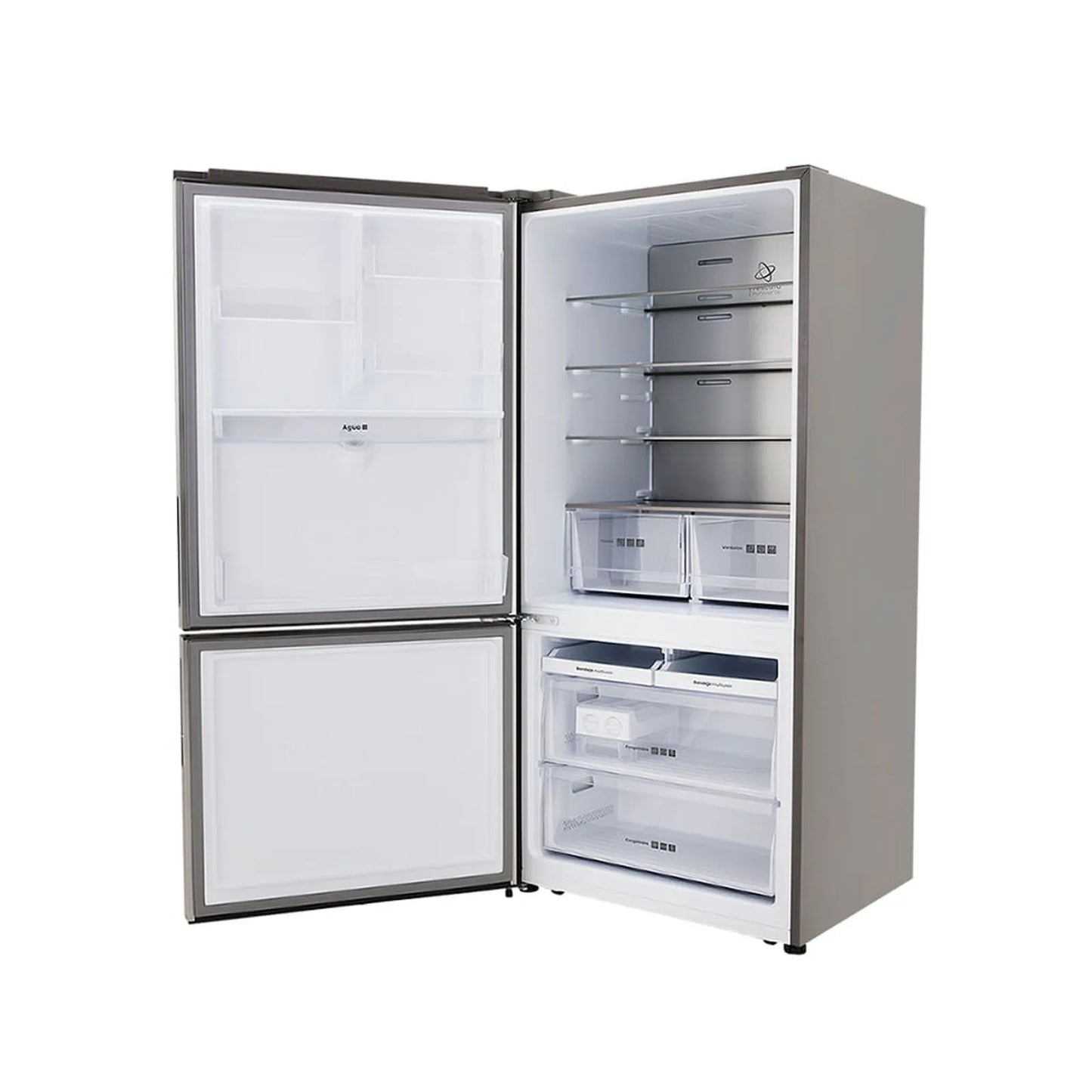 Nevera Haceb Bottom Mount 543 Litros con Dispensador de Agua Inox - BM 543 SE MI DA INOX INV- Logística Haceb