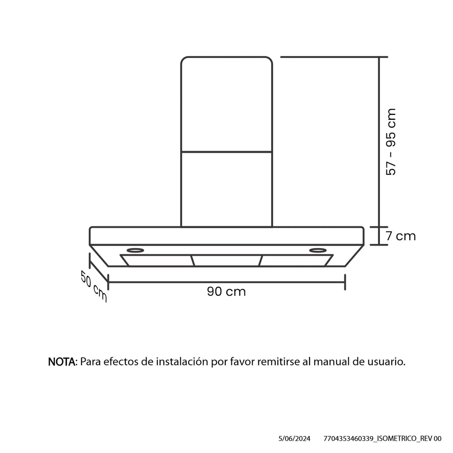 Campana península Haceb tipo T inox-negro de 90cm - CAMP PEN T 90 V3 INOX-NE