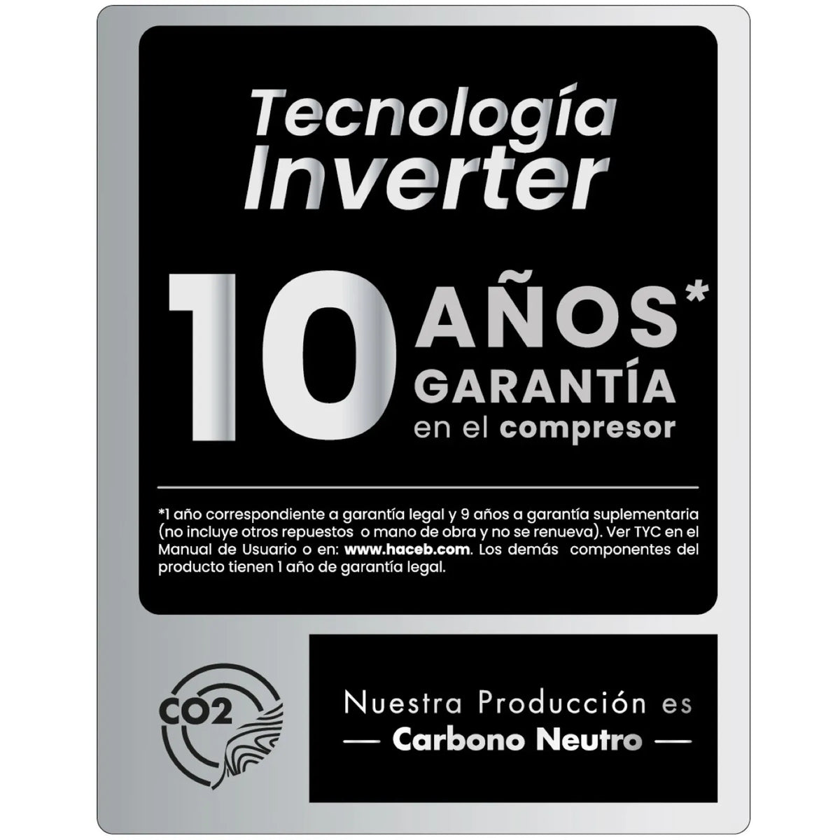 Nevera Haceb No Frost 243 Litros Inverter Titanio - 9003541