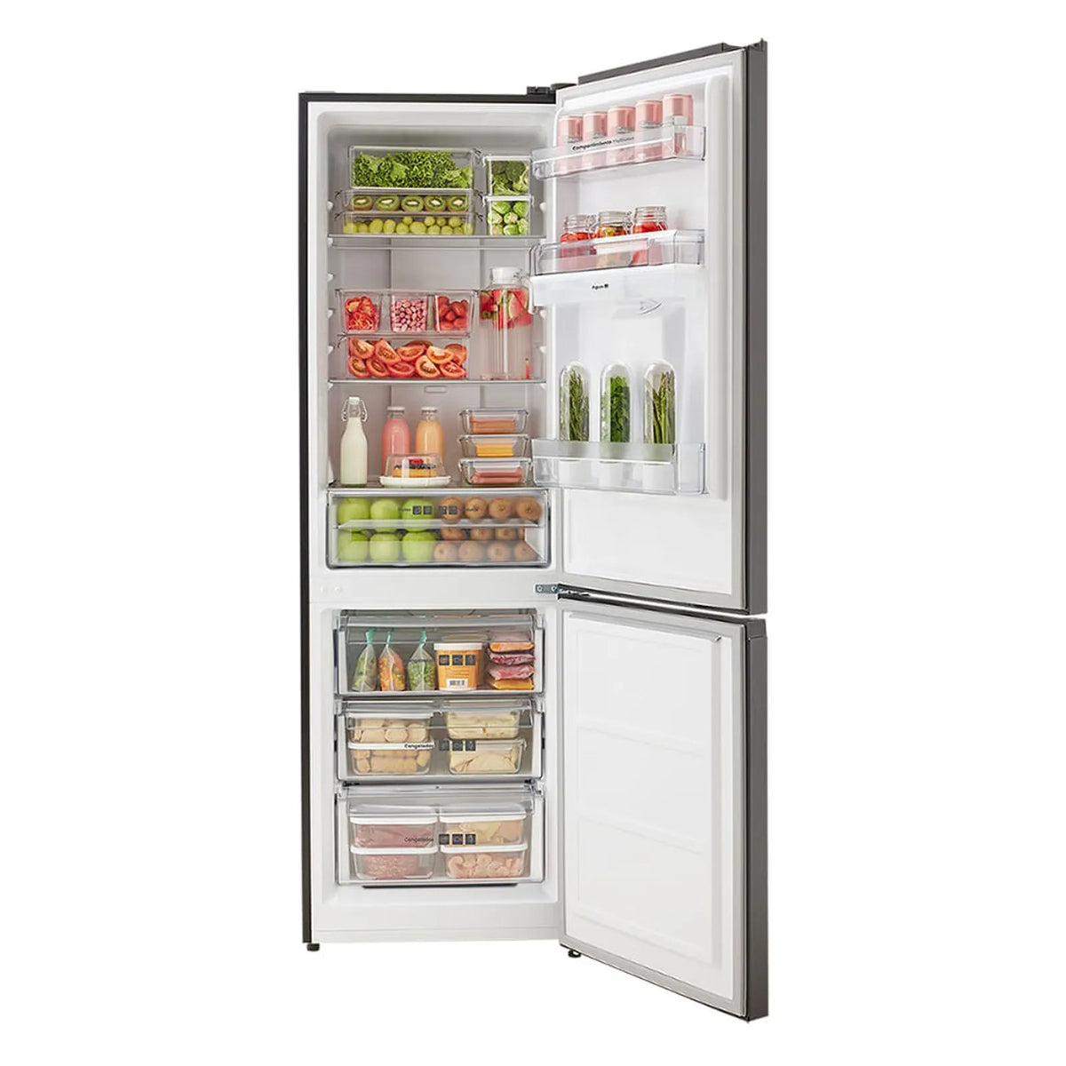 Nevera Haceb 314 Litros Bottom Mount con Disepensador de Agua Inox Negra - 9003651