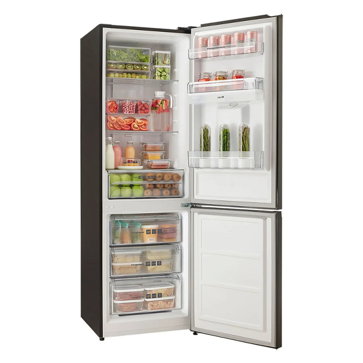 Nevera Haceb 314 Litros Bottom Mount con Disepensador de Agua Inox Negra - 9003651