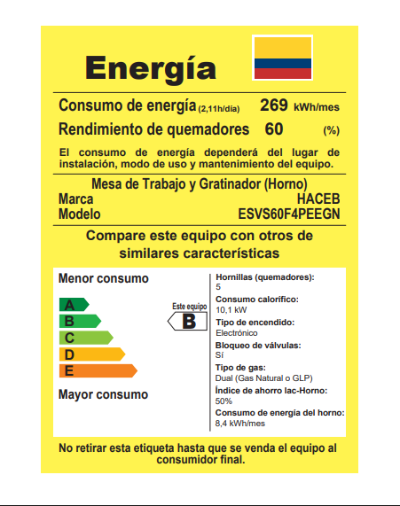 Estufa Orégano Haceb de 4 puestos 60 cm a Gas Natural Negro - ESTORG60-VF-NE