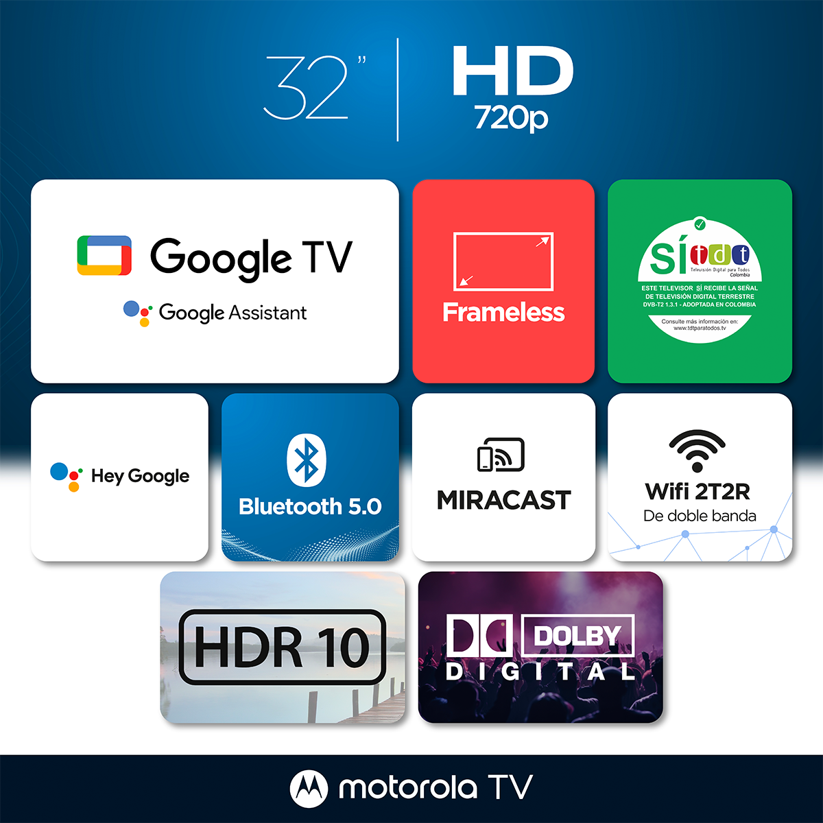 Televisor Motorola 32" Smart TV HD - MOT32HLE11