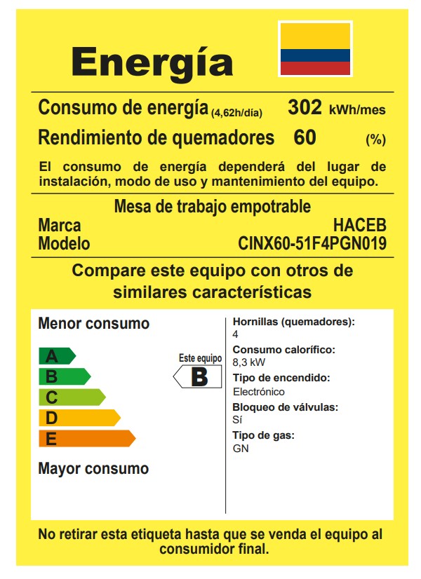 Estufa de Empotrar TA Haceb de 4 puestos en Hierro Fundido de 60X51 cm a Gas Natural Inox - CUB TA 60-51 INOX HF GN