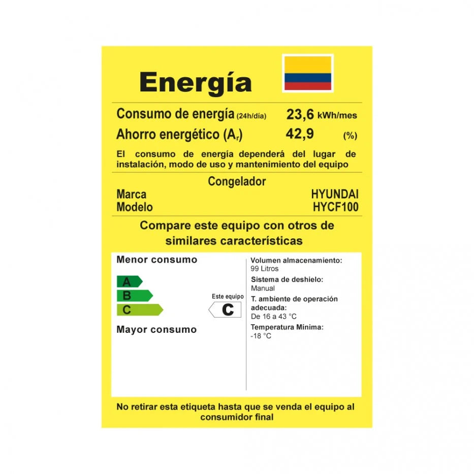 Congelador Hyundai Horizontal 100 Litros 115V-60HZ - HYCF100
